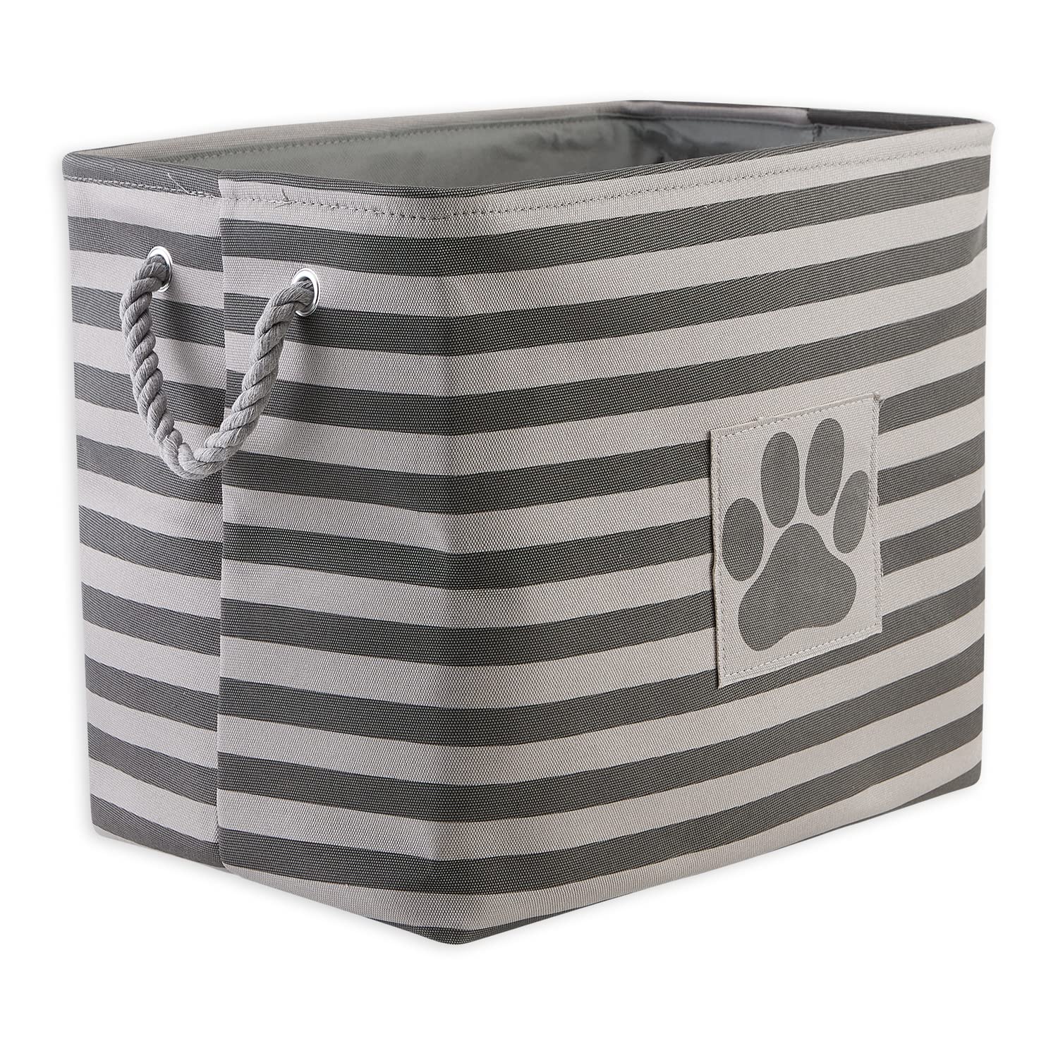 Bone Dry Pet Storage Collection Striped Paw Patch Bin, Aqua, Small Rectangle