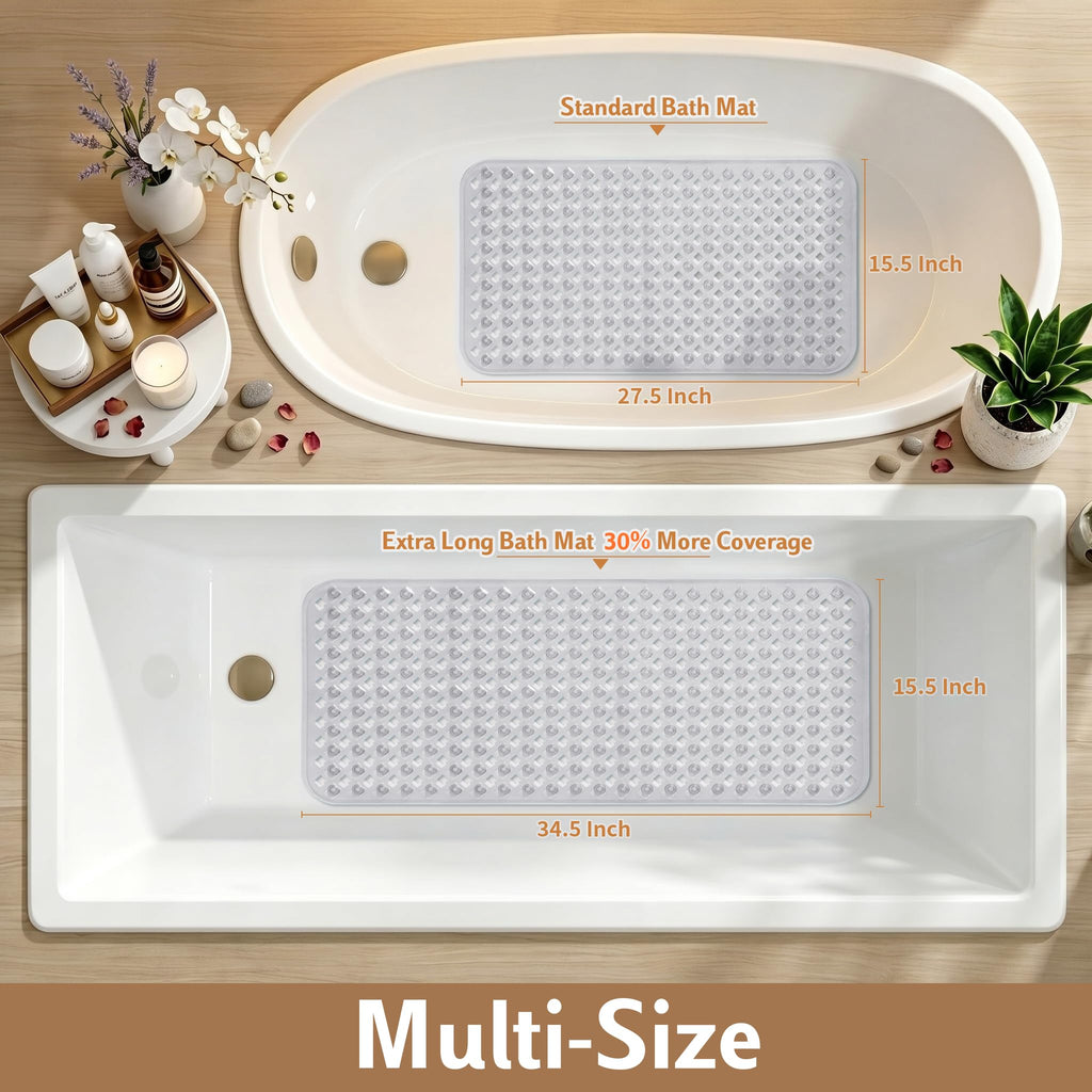 Yimobra Square Shower Mat Non Slip, Super Strong Suction Cups, 21"X21" Bath Tub Mat with Drain Holes, Machine Washable Fast Draining Bath Mats, Bathroom Essentials,Black