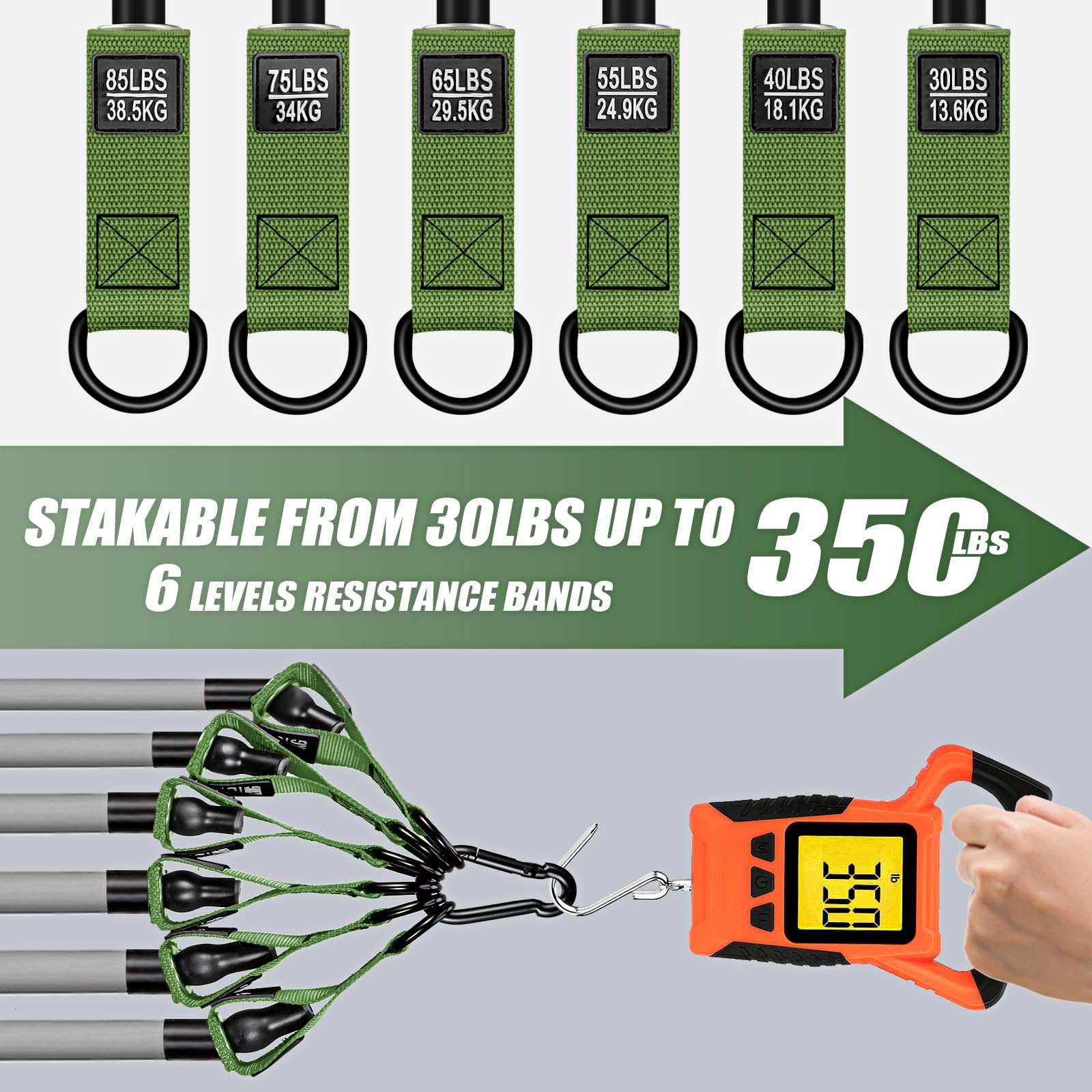 WOQQW Heavy Resistance Bands for Working Out, 350lbs/450lbs Exercise Bands with Handles, Workout Bands Set for Men, Fitness Weight Bands for Muscle Strength Training,Stretching,Slim,Home Gym Equipment