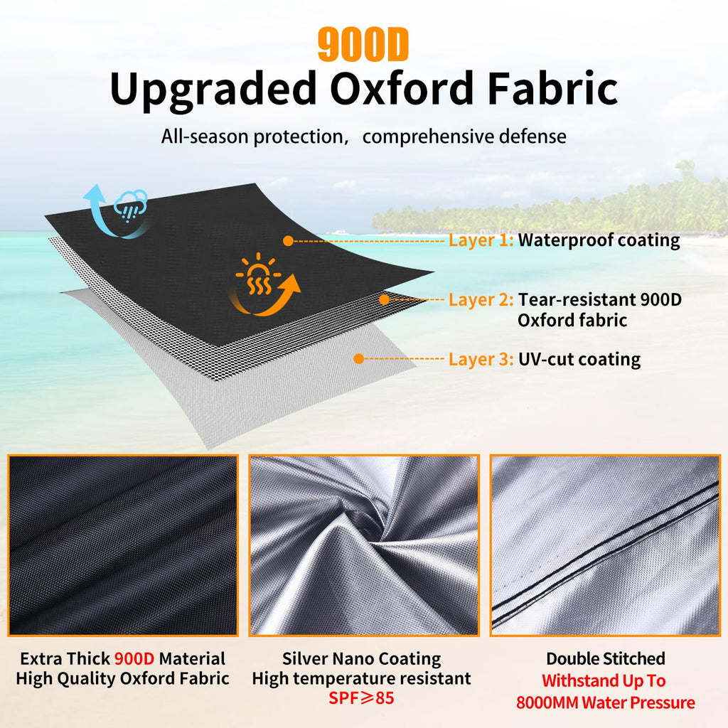 Jet Ski Cover,Heavy Duty 900D Oxford Jetski Cover 2 3 Seater with 2 Air Vents，4 Windproof Buckles，Easy On，Jetski Cover Waterproof for Seadoo Spark,Yamaha,All Weather Protection(Black, XL:115"-120")