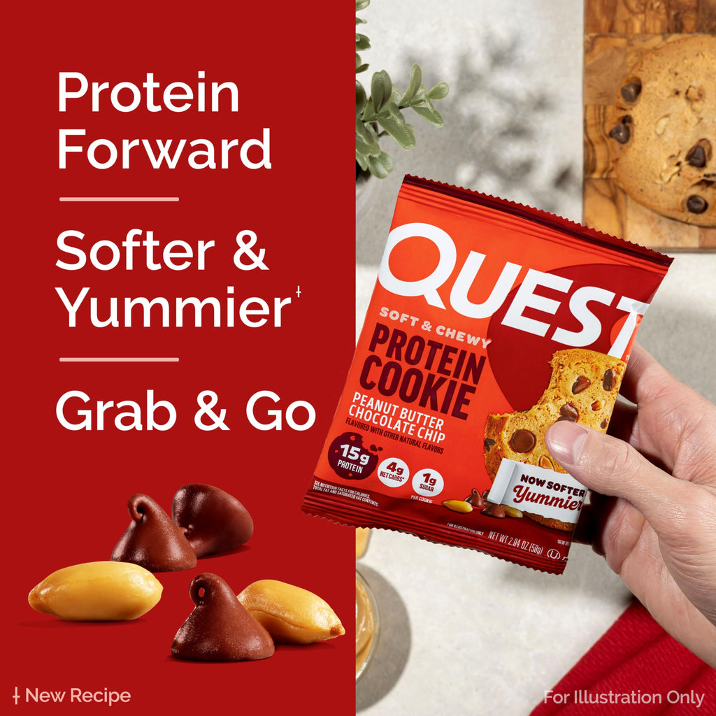 Quest Nutrition Chocolate Chip Protein Cookie, 15g Protein, 1g Sugar, 2g Net Carbs, Keto Friendly, High Protein, Low Carb; 12 Count