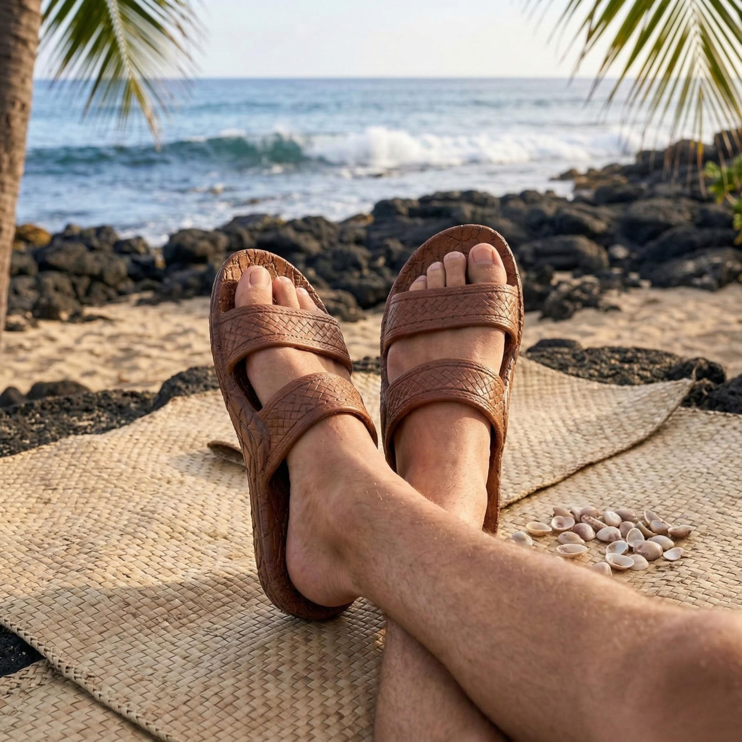 Pali Hawaii Light Brown JANDAL + Certificate of Authenticity