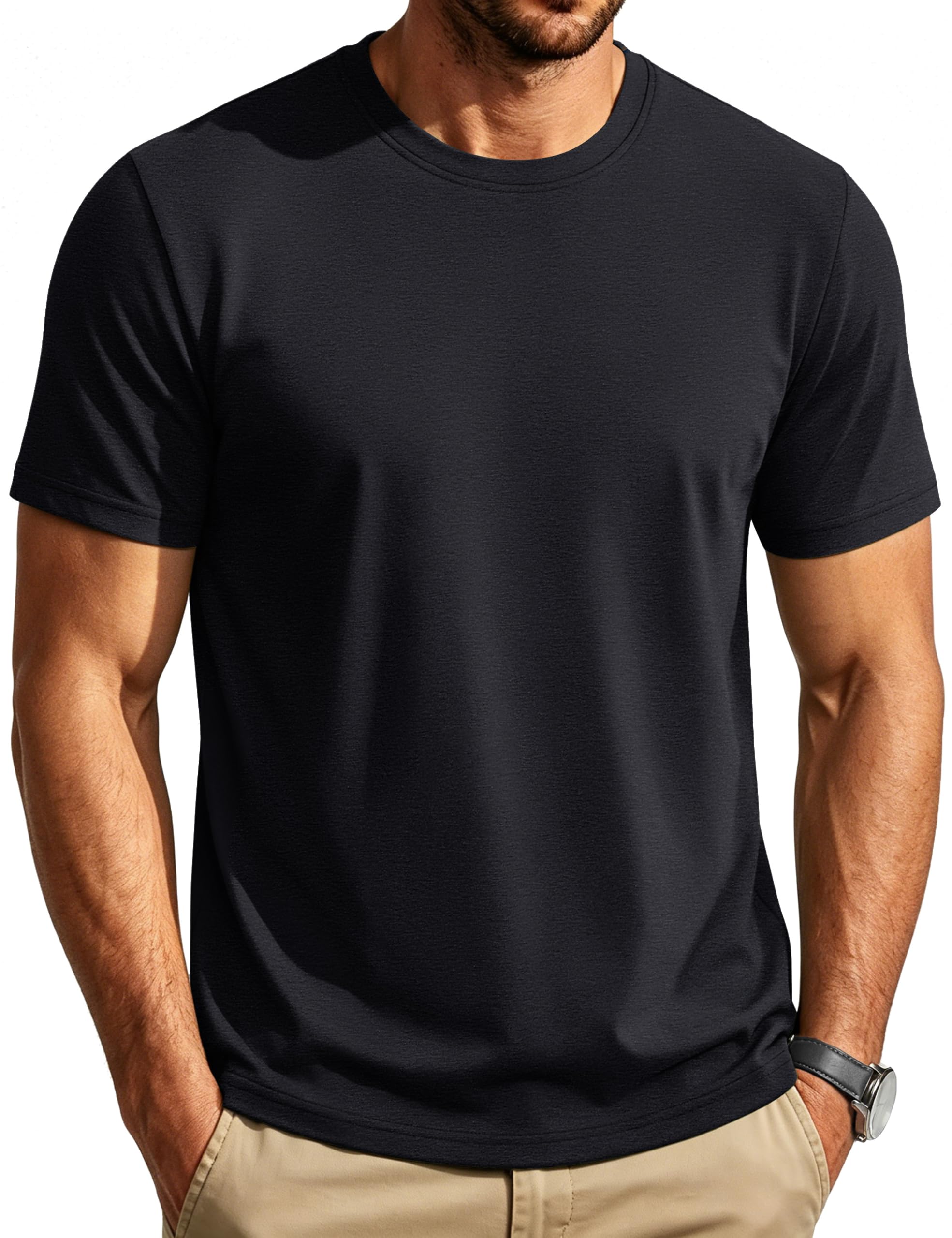 Cotrasen Mens T-Shirts Short Sleeve Cotton Crew Neck Lightweight Moisture Wicking Casual Soft Basic Plain Tee Shirts