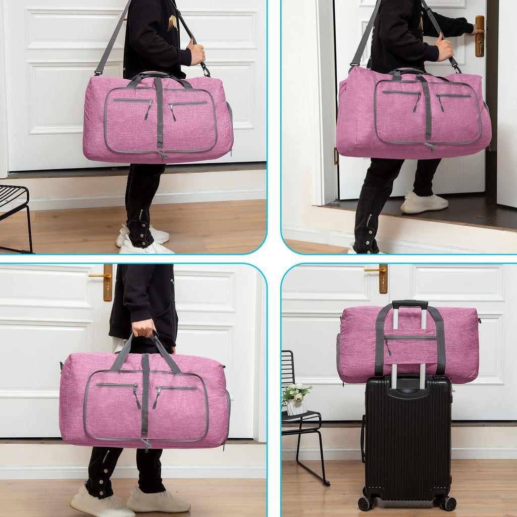Vomgomfom 65L/85L/115L Foldable Travel Duffle Bag, Lightweight Checked Luggage with Shoe Compartment, Water-Resistant Weekender Overnight Bag for Men & Women
