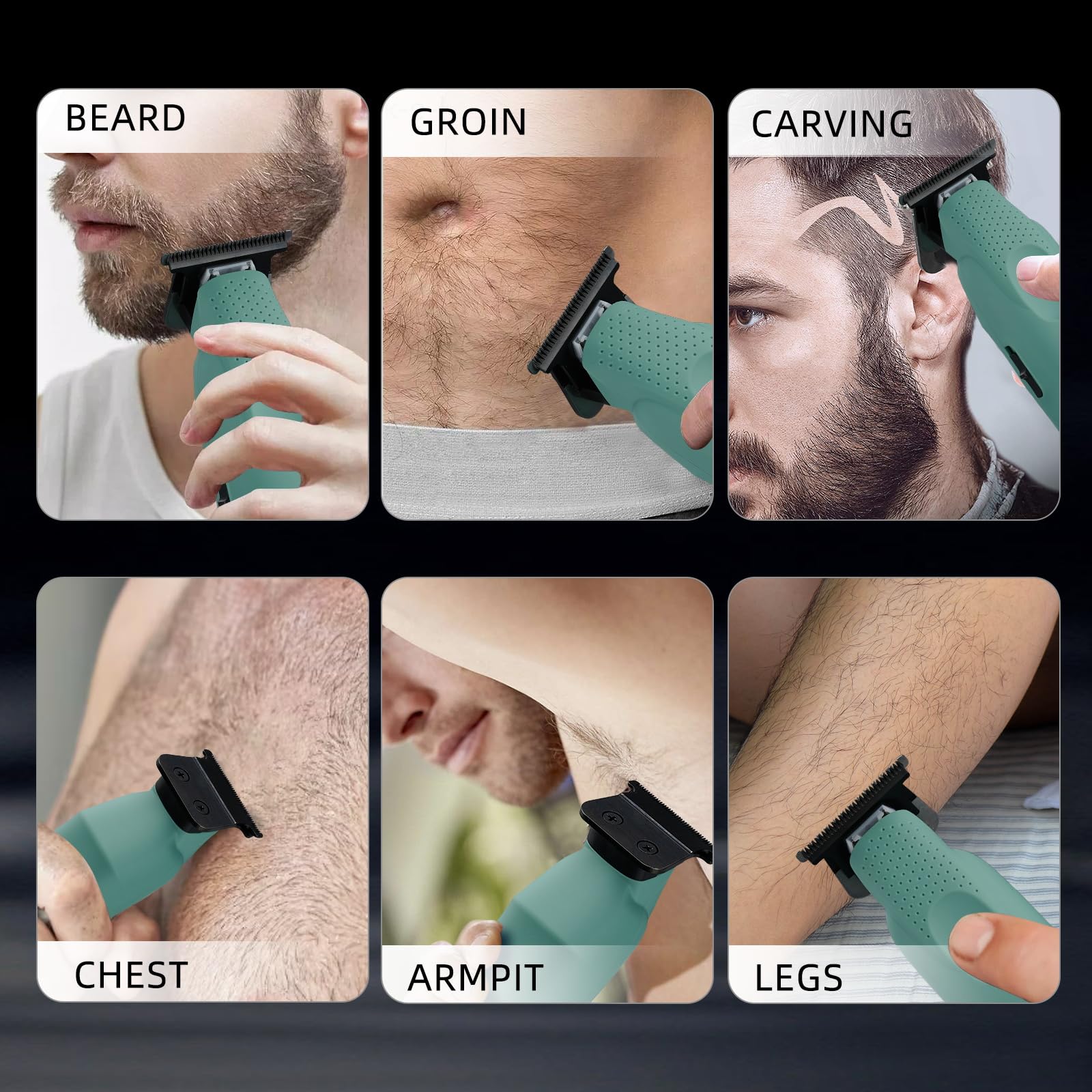 IWEEL Professional Beard Trimmer for Men - Electric Hair Clippers, Zero Gapped T-Blade Edgers, Cordless Rechargeable Mustache Trimmer Grooming Kit for Body