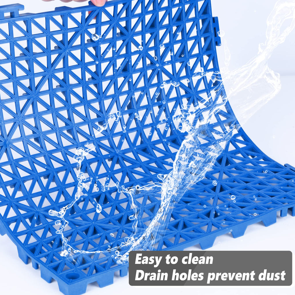 ToLanbbt Modular Interlocking Cushion 8P 11.8" x 11.8" Interlocking Rubber Floor Drain Holes Non-Slip Splicing Drainage Mats for Deck, Shower, Kitchen, Drain Pool, Sauna Bath, Indoor Outdoor (Black)