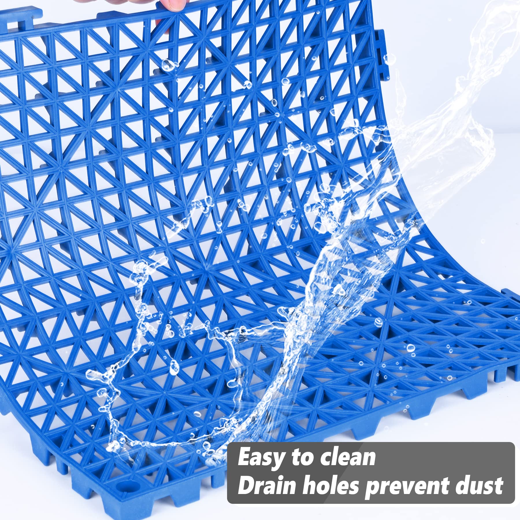 ToLanbbt Modular Interlocking Cushion 8P 11.8" x 11.8" Interlocking Rubber Floor Drain Holes Non-Slip Splicing Drainage Mats for Deck, Shower, Kitchen, Drain Pool, Sauna Bath, Indoor Outdoor (Black)