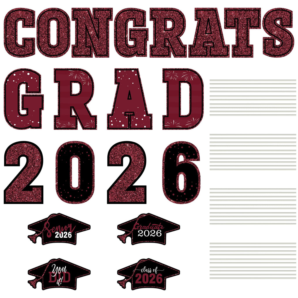 HOVACY 20 PCS Black Gold Graduation Yard Signs Class of 2026 | Black Gold 20 PCS, 40 Stakes, 11.57 x 16.14 in, Corrugated Plastic, Waterproof, Congrats Grad Sign, Graduation Sign
