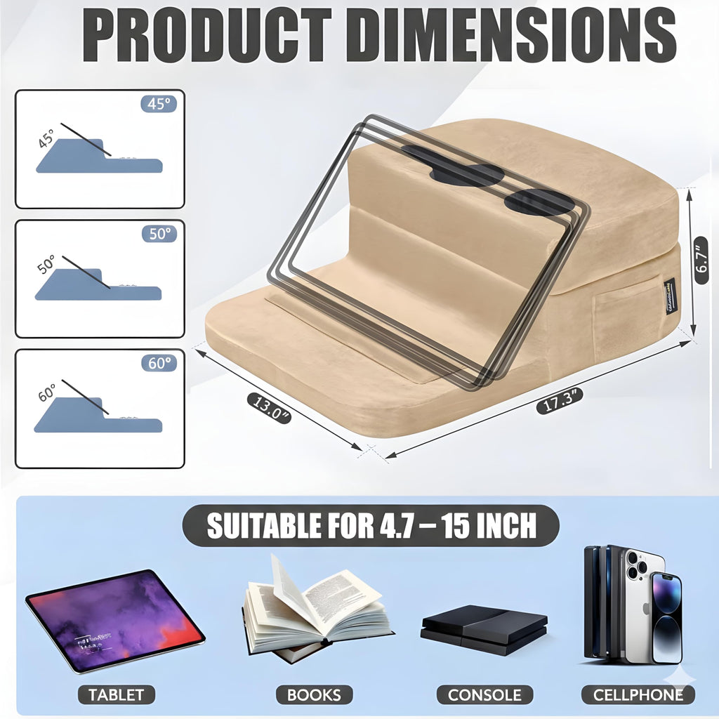 TabCouchCaddy - Couch Cup Holder Tray Pillow - Bed, Couch Caddy, Sofa, RV & Car - Holds Drinks, Snacks, Remotes, Phones, Kindle, Tablet | Bed Cup Holder (Beige)