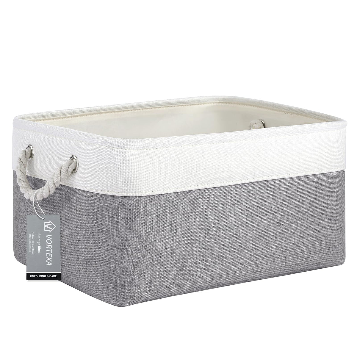 Storage Baskets for Shelves 11.8x7.9x5.2 Inch, Foldable Fabric Storage Bins with Handles, Small Storage Baskets for Organizing Closet, Office, Home Organization (1-Pack, Gray)