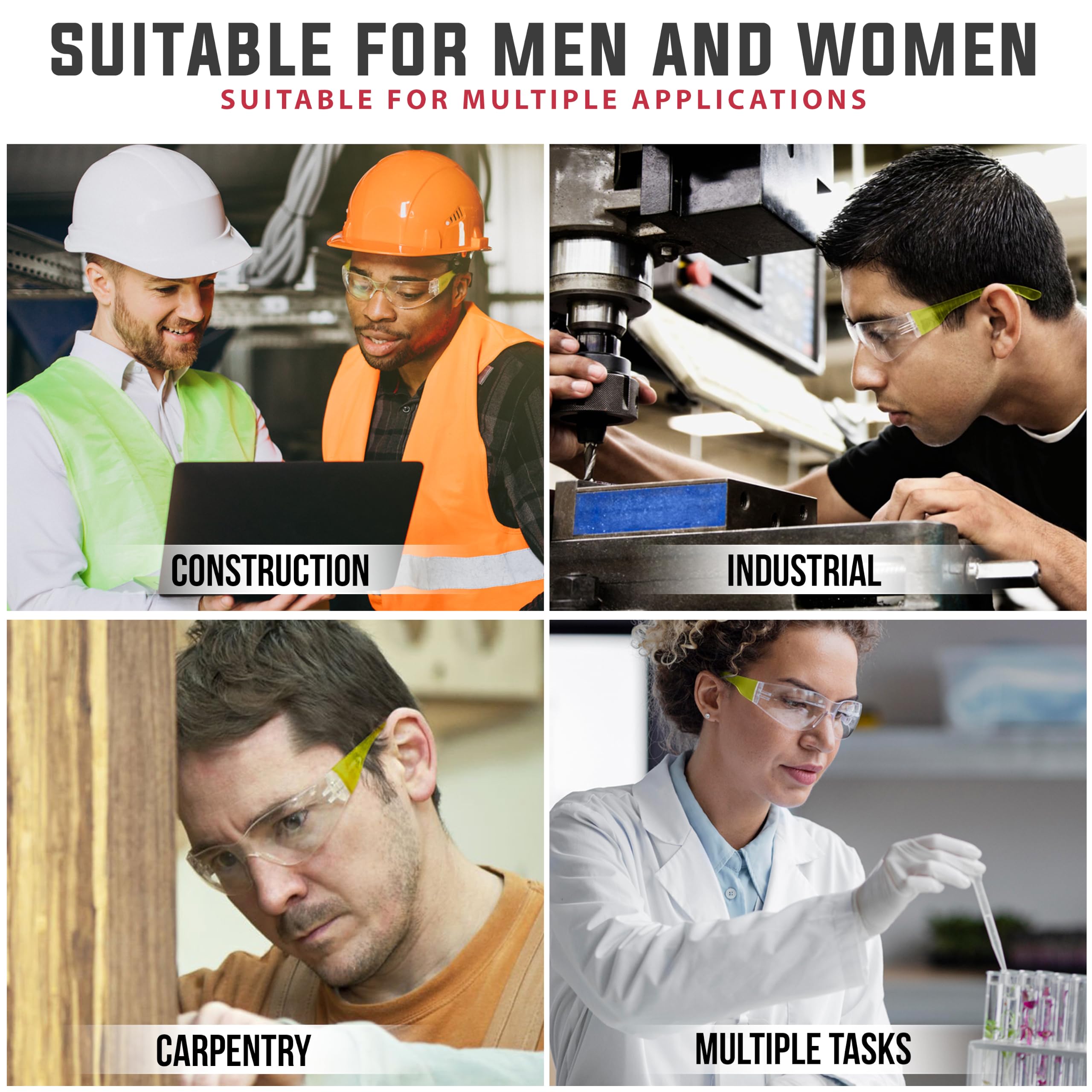 BISON LIFE Clear Safety Glasses – ANSI Z87.1 Certified Scratch & Impact Resistant Eye Protection Goggles for Men & Women