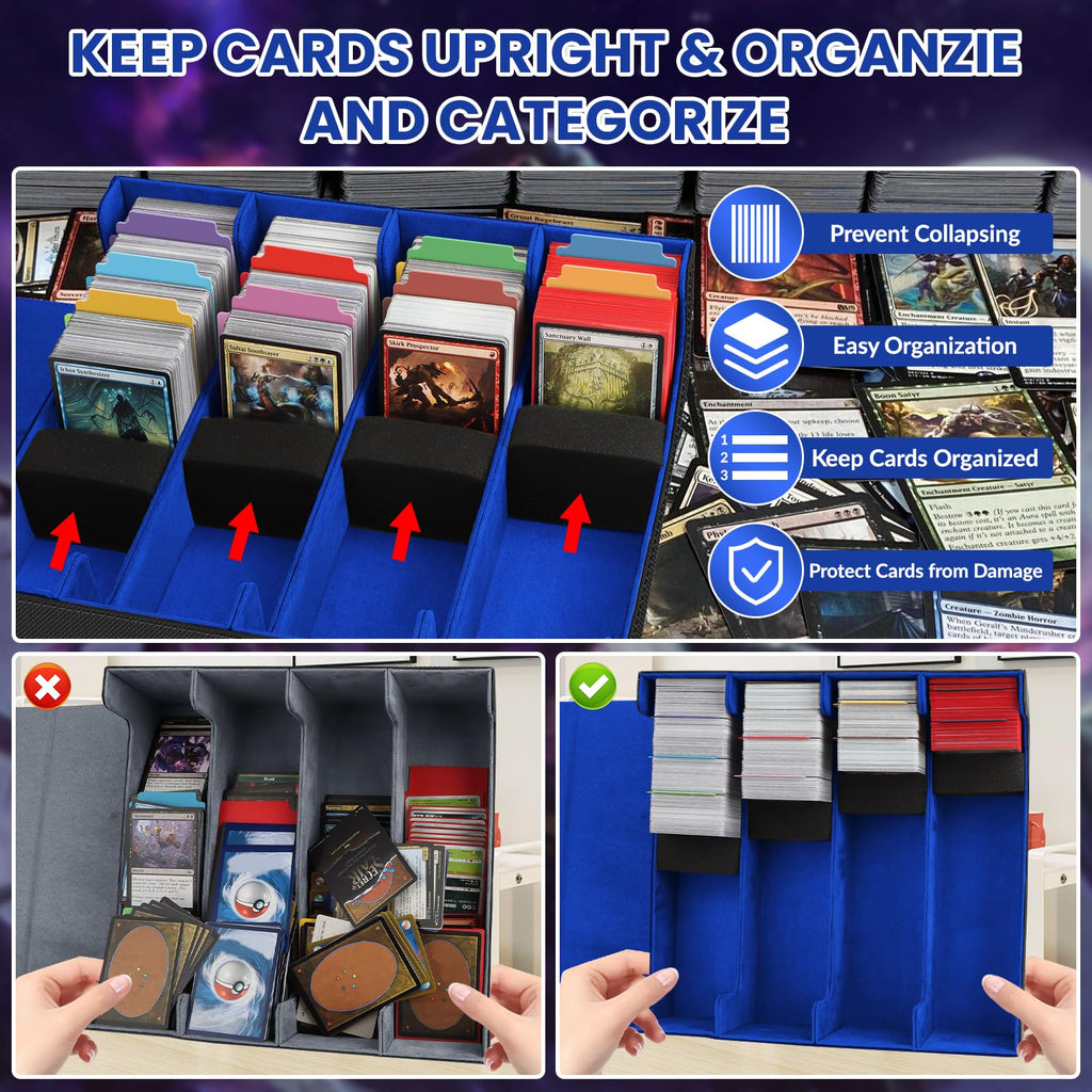 AOBOPLE Trading Card Storage Box,3200+ Card Box Storage with 24 Dividers and 4 Foam Supporters PU Leather Magnetic Cards Deck Case for MTG TCG Magic and Sport Cards,Great Gift for Card Collectors