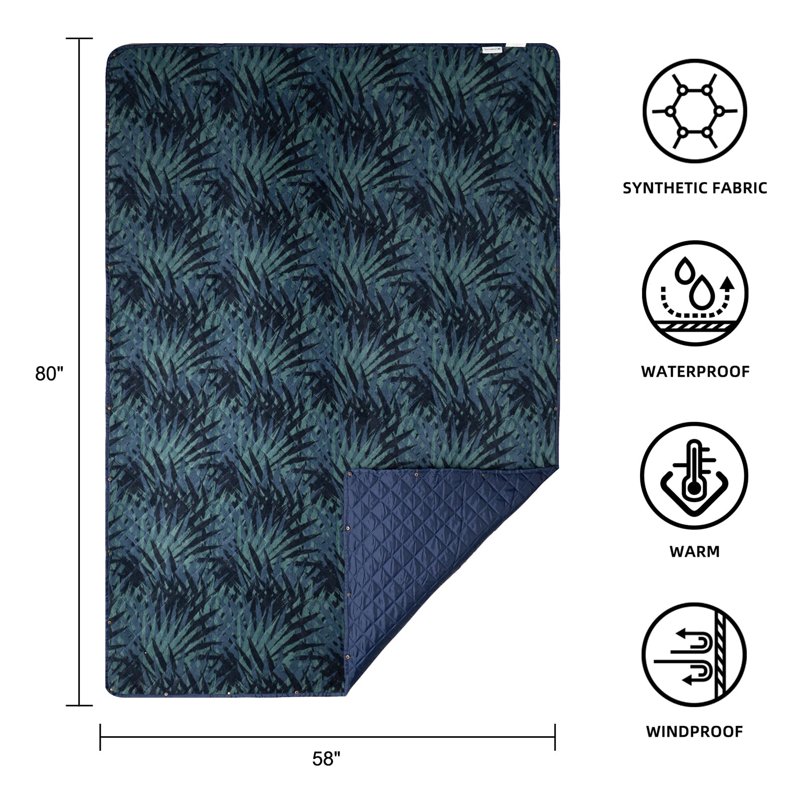 Large Outdoor Waterproof Blanket Extra Thick Fleece Stadium Blanket for Camping, Car, Pet, Picnics - Windproof, Wearable, Machine Washable 80" x 58" (Black Check)