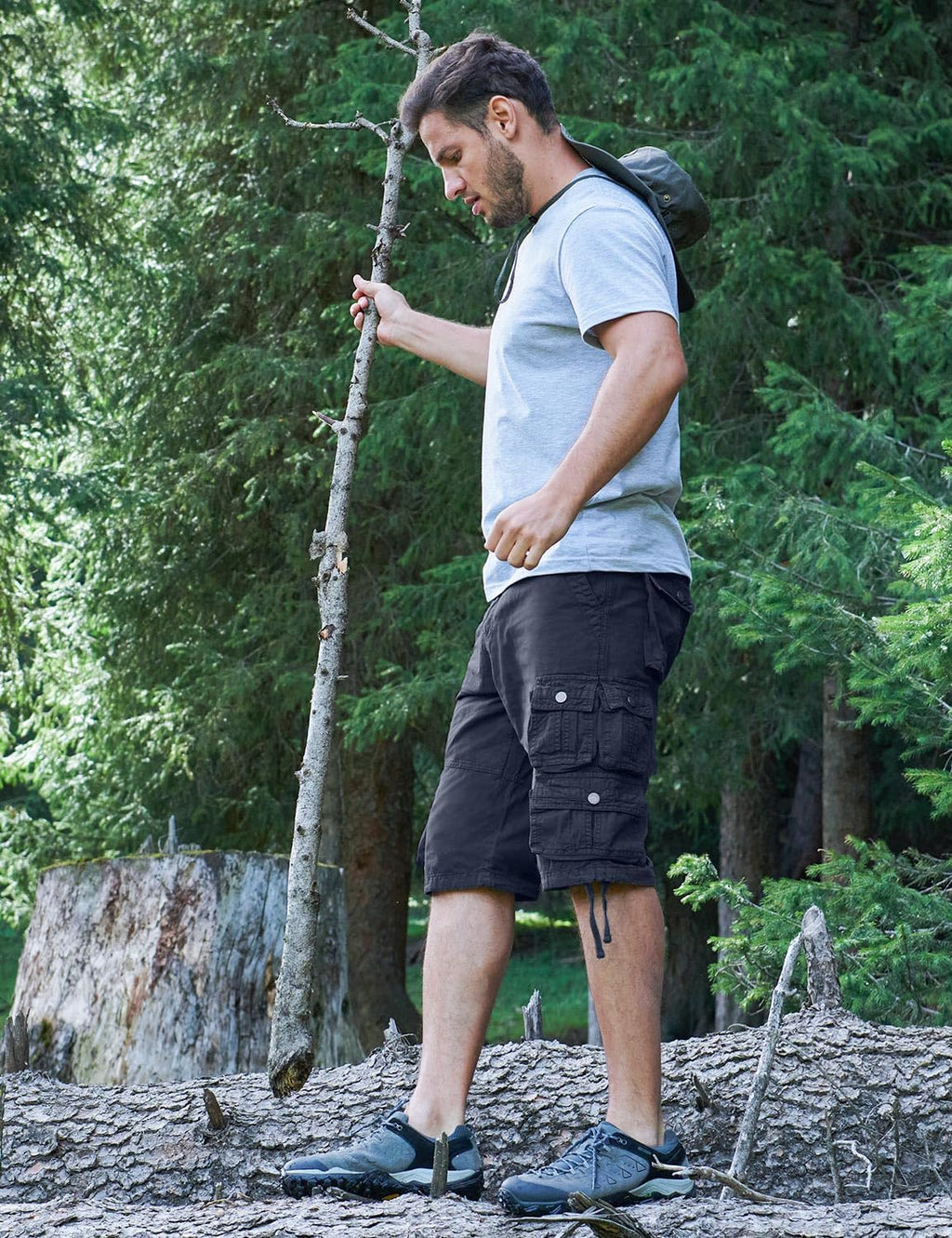 YGREYG Mens Cargo Shorts Long Capri Below The Knee Shorts 3/4 Relaxed Fit Long Shorts with Pockets