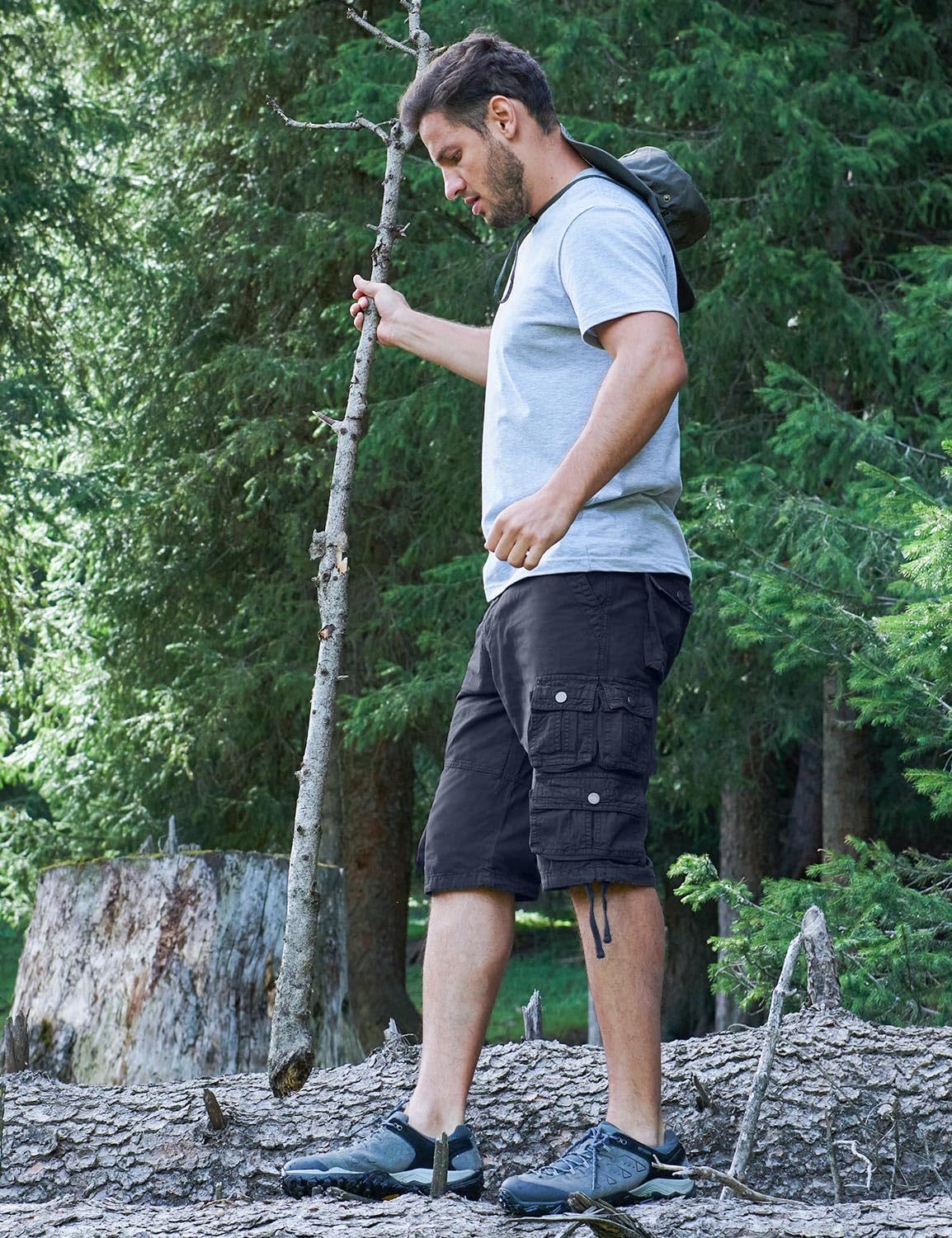 YGREYG Mens Cargo Shorts Long Capri Below The Knee Shorts 3/4 Relaxed Fit Long Shorts with Pockets