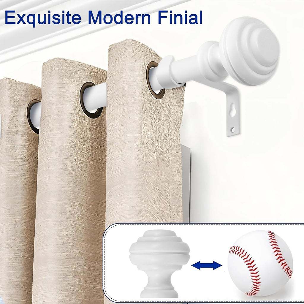 Curtain Rods for Windows 48-84 inch,3/4 inch Heavy Duty Adjustable Decorative Curtain Rod with Modern Finials,Window Rods for Bedroom, Living Room,Patio and Kitchen
