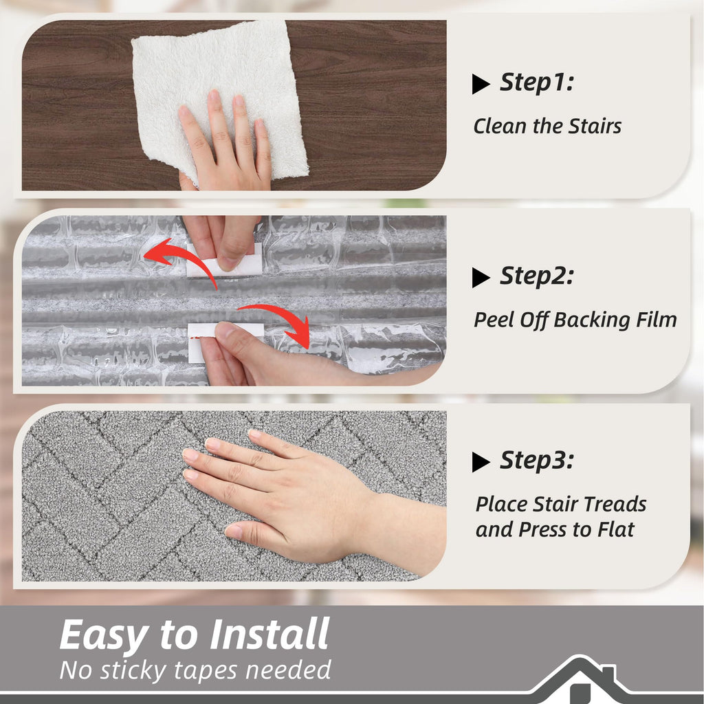 BEQHAUSE Stair Treads for Wooden Steps 28inX9in, Non Slip Carpet Stair Treads Indoor Stair Runners Machine Washable, Soft Stair Rugs Mat Surface Polyester TPE Backing, 4pcs, Beige