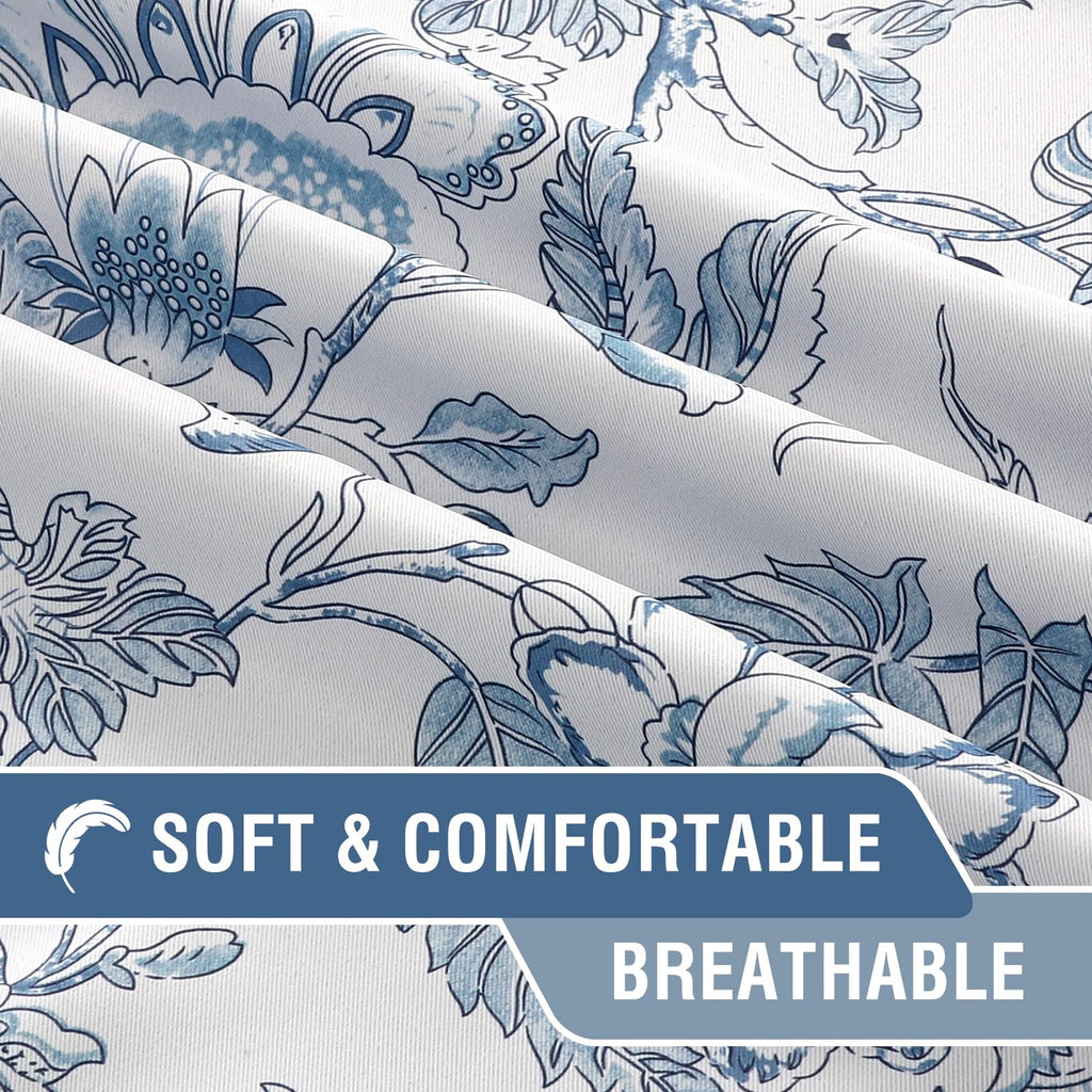 H.VERSAILTEX Blackout Curtains 63 Inch Length 2 Panels Set Floral Print Curtain Drapes for Living Room Thermal Insulated Grommet Window Curtains for Bedroom - Traditional Floral in Antique Green