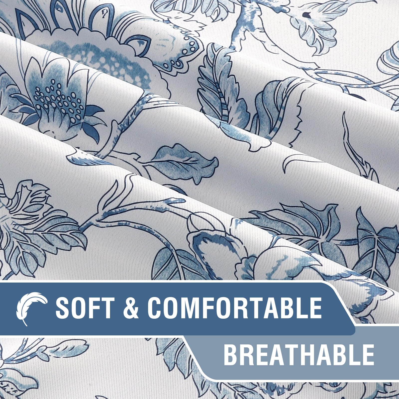 H.VERSAILTEX Blackout Curtains 63 Inch Length 2 Panels Set Floral Print Curtain Drapes for Living Room Thermal Insulated Grommet Window Curtains for Bedroom - Traditional Floral in Antique Green