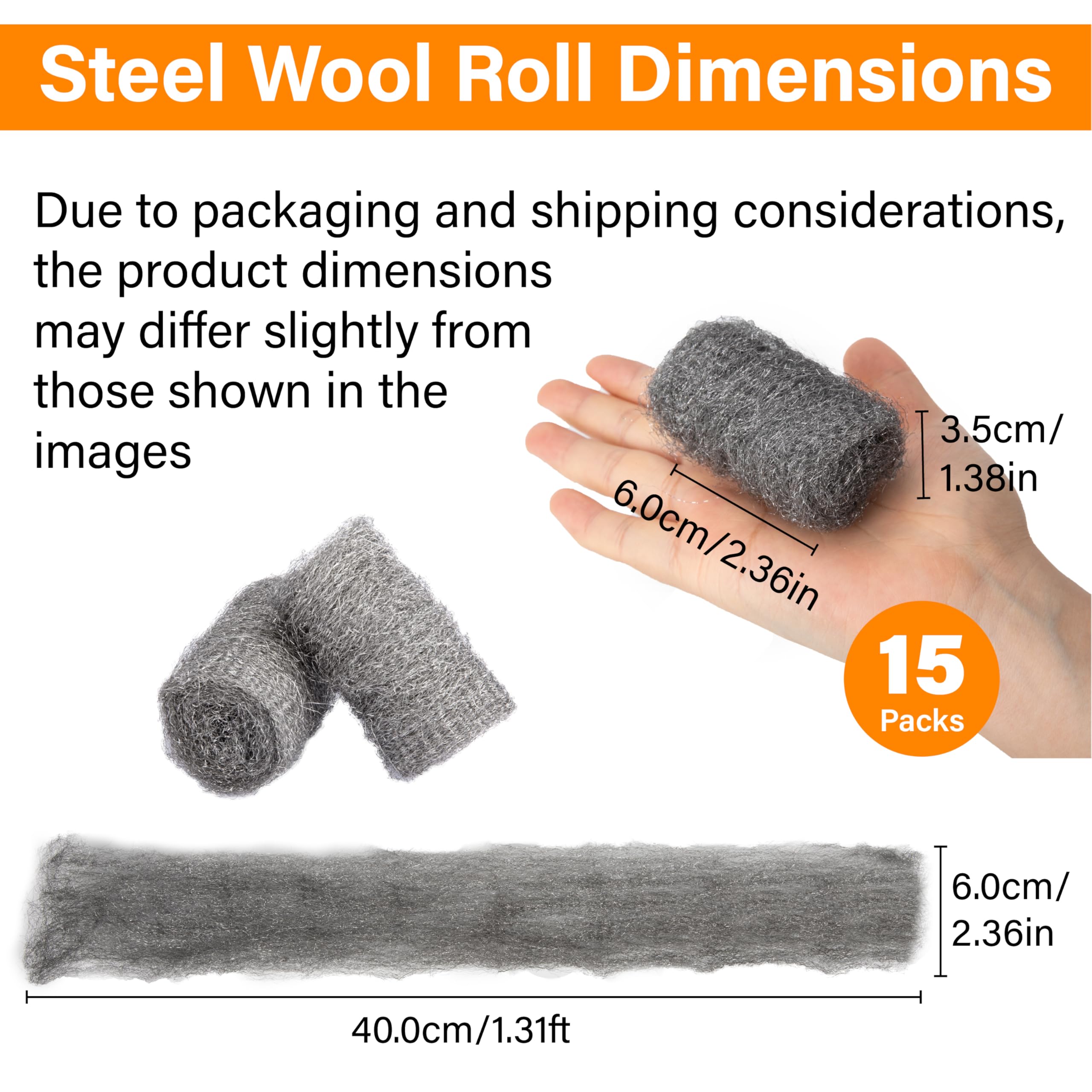 Steel Wool Mice Control, 2 Pack 3" x10 Ft Hole Filler, Gap Blocker, Barrier, Protect Against Animals in Holes, Siding, Pipeline, Vents for Garden, House, Garage