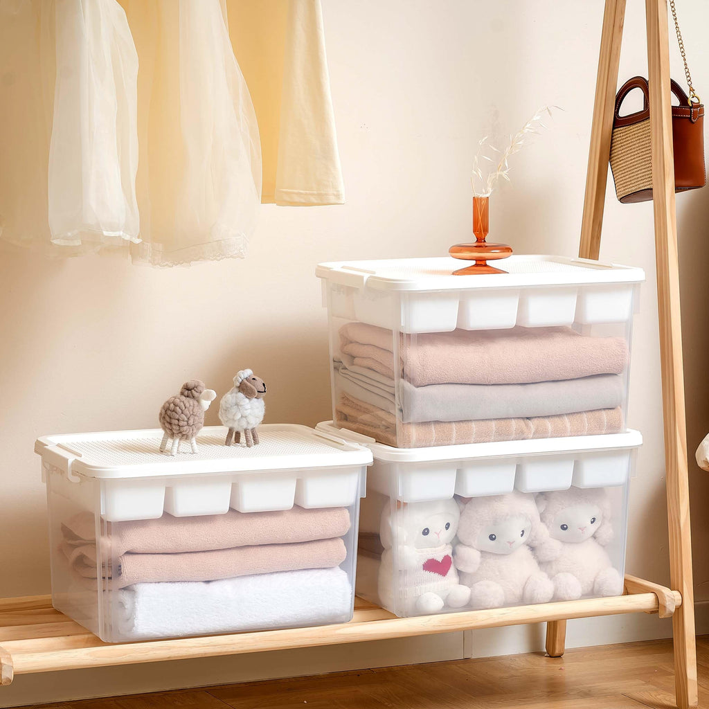 Citylife 17 QT Plastic Storage Box with Building Baseplate Lid and Removable Tray Craft Organizers and Storage Clear Storage Container for Organizing Bead, Tool, Sewing
