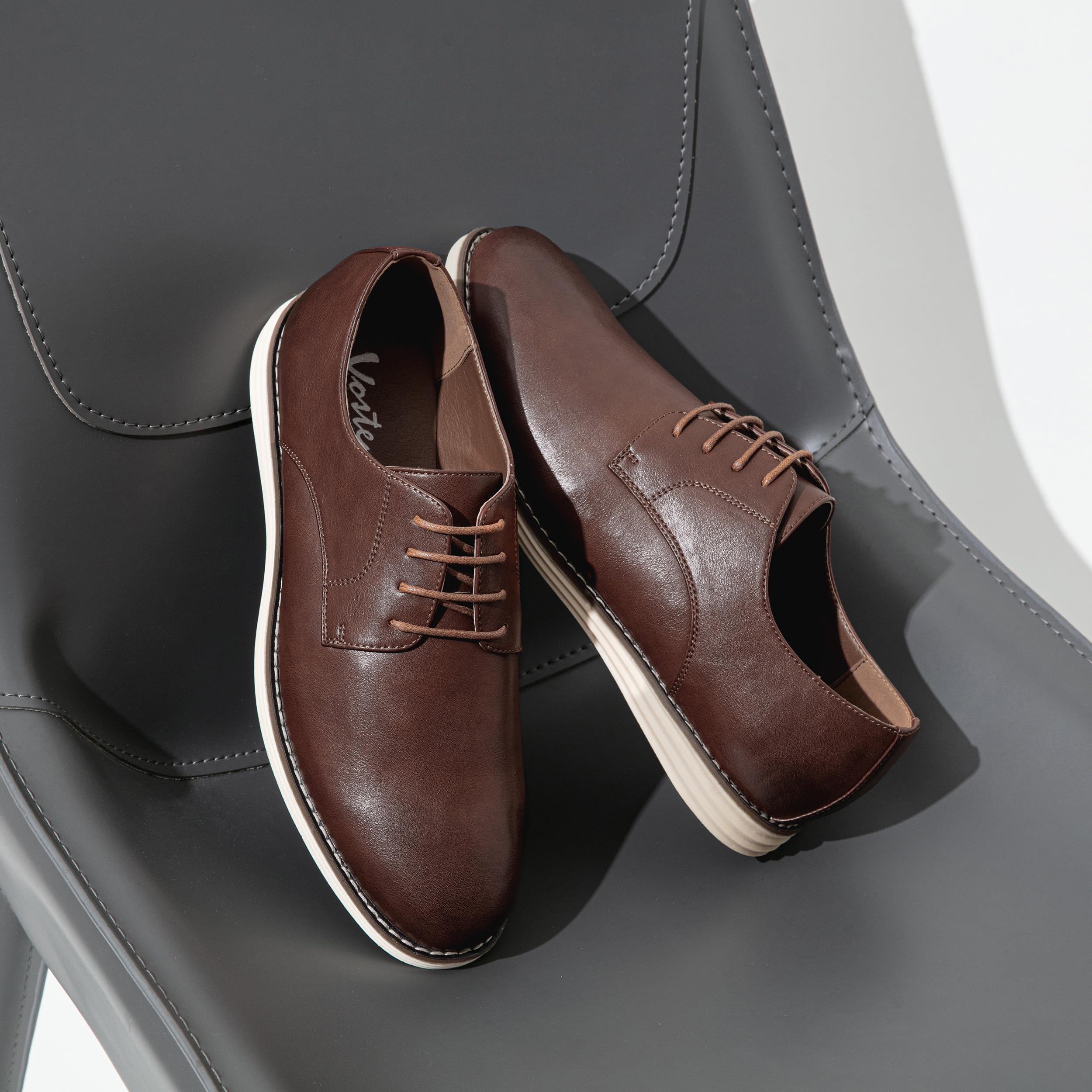 Vostey Mens Casual Dress Shoes Wingtip Plain Business Dress Shoes for Men