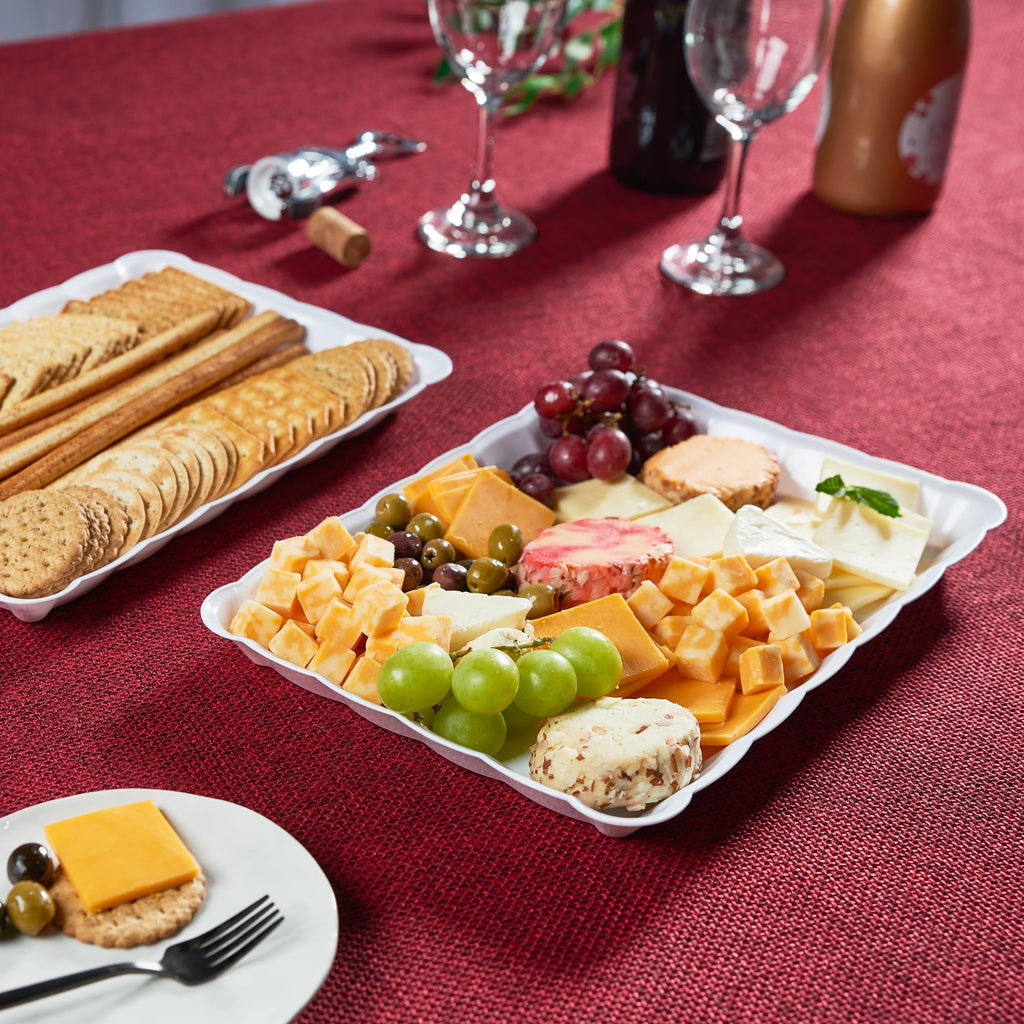Plasticpro Plastic Serving Trays - Serving Platters Rectangle 9X13 Disposable Party Dish 4 Black Trays