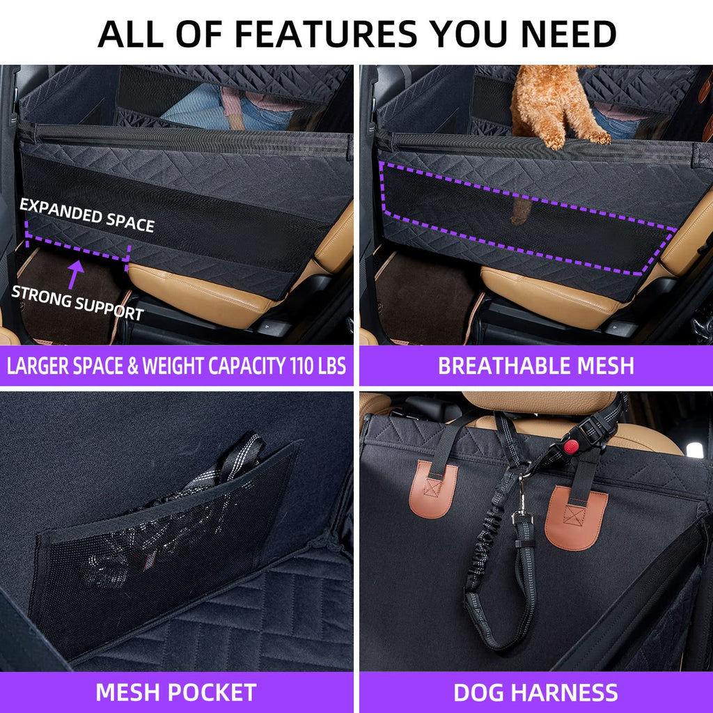 TKYZ Medium Dog Car Seat,Back Seat Extender for Dogs,Waterproof Large Dog Seat Cover for Backseat, Pet Bed for Car Hammock(Black-s)