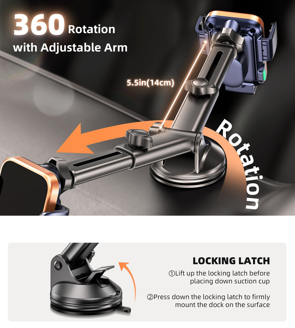 Dual Coil 15W Car Phone Holder Wireless Car Charger -Auto Clamping- Charging Phone Holders for Your Car Dash Vent Windshield, for Flip S25/S24/S23/S22, iPhone 17/16/15/14