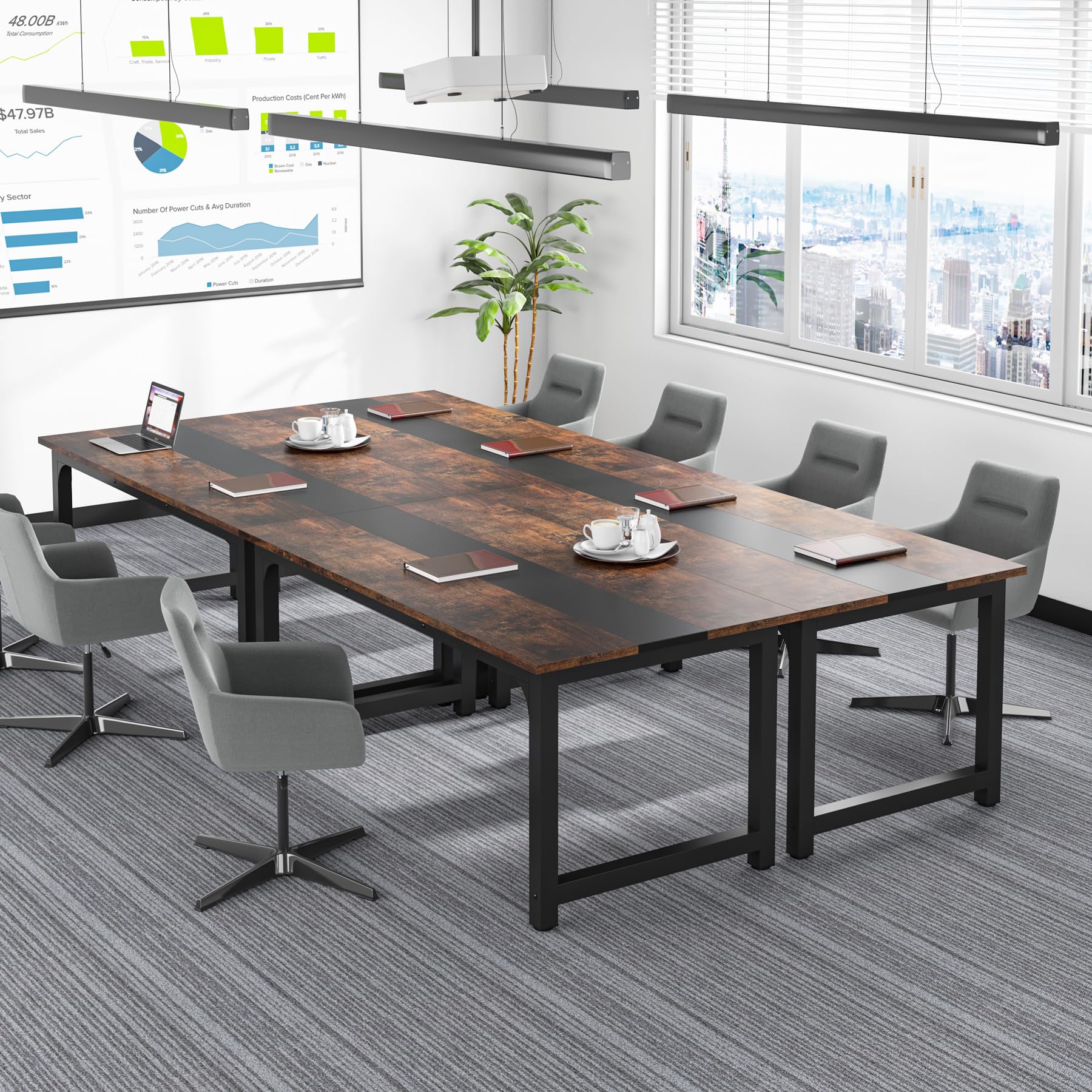 Tribesigns 63” Executive Desk, Large Office Computer Desk with Thicken Frame, Modern Simple Workstation Business Furniture for Home Office, Rustic Brown/Black