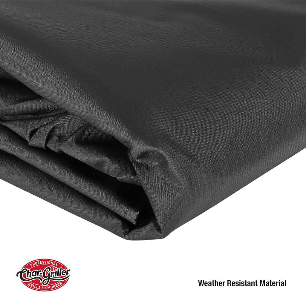 Char-Griller® Durable Polyester Grill and Smoker Cover with Waterproof Material, PVC Lining, and Extendable Design in Black, 46"L x 23"W x 48.5"H, Model 5555
