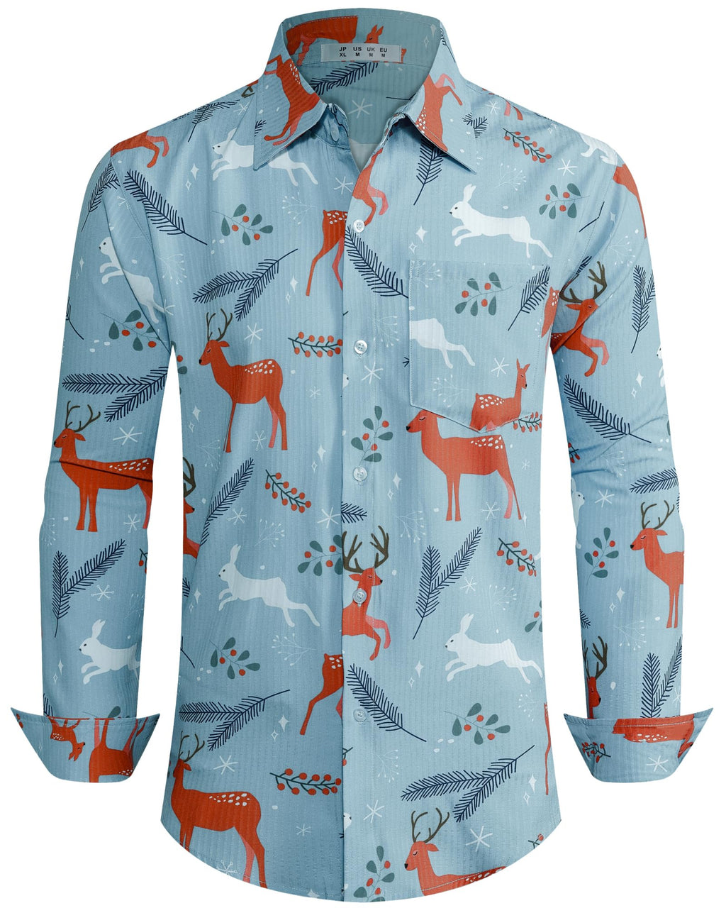 BOJIN Men's Dress Wrinkle-Free Floral Hawaiian Long Sleeve Flower Printed Casual Button Down Shirts with Pocket