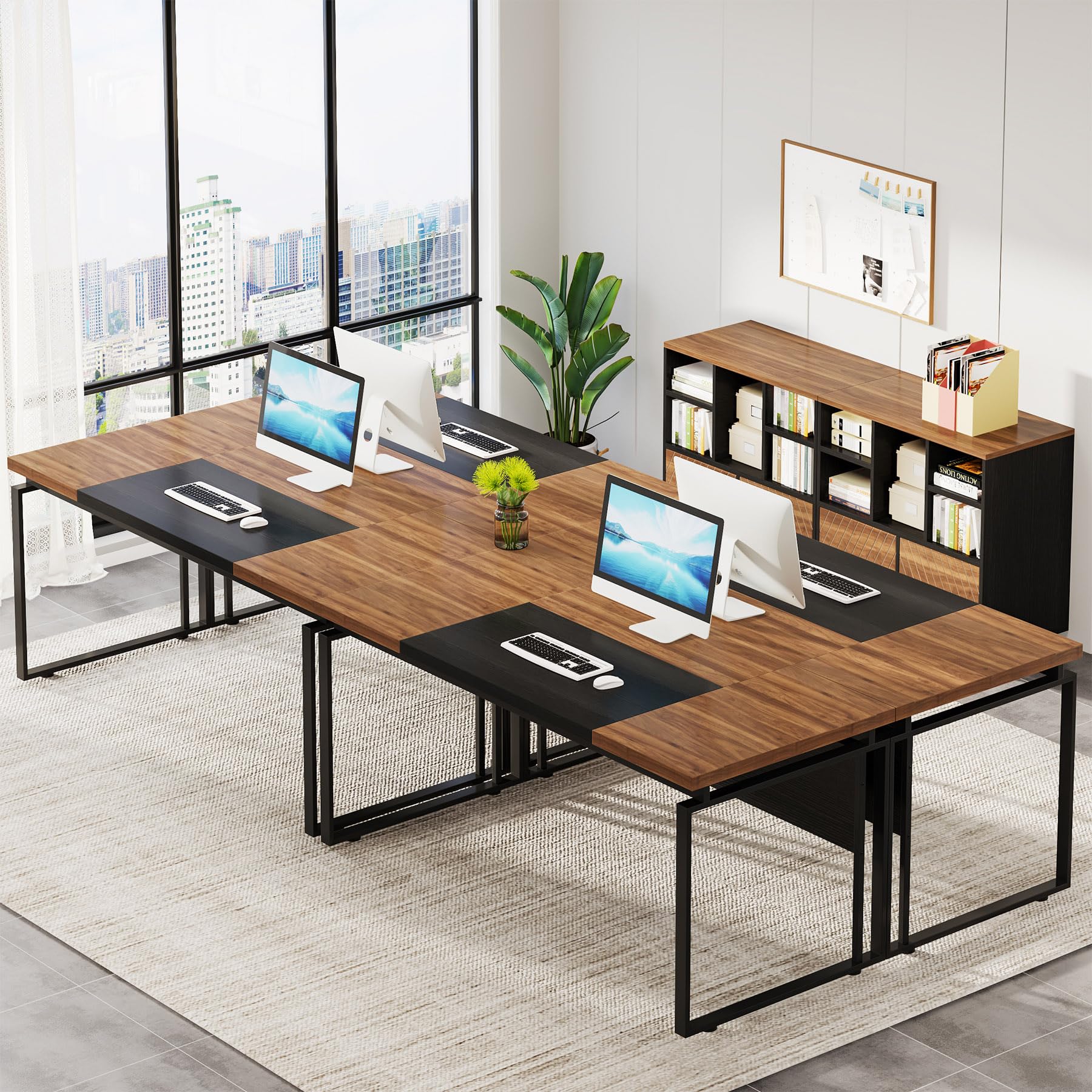 Tribesigns L-Shaped Executive Desk with Reversible File Cabinet, 63" Office Desk with Storage Drawers, L-Shaped Computer Desk with Drawer Cabinet for Hanging Letter Size Files (Gray & Black)