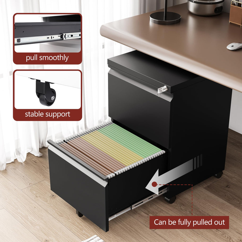 RAVIGIN 4 Drawer File Cabinet with Lock,Vertical Filing Cabinet for Home Office,Metal File Cabinets with Lock,Storage Files for A4/ Legal/Letter, Require Assembly, (Black)