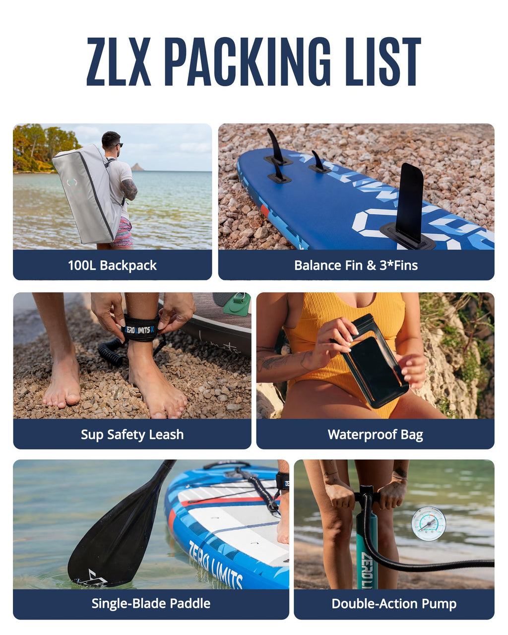 ZLX 11'6"x35" Ultra Wide Inflatable Stand Up Paddle Board | Stable Non-Slip Deck Pad, Unique Fin System, Premium SUP Accessories & Backpack - Upgraded Pump for Adults, All Skill Levels