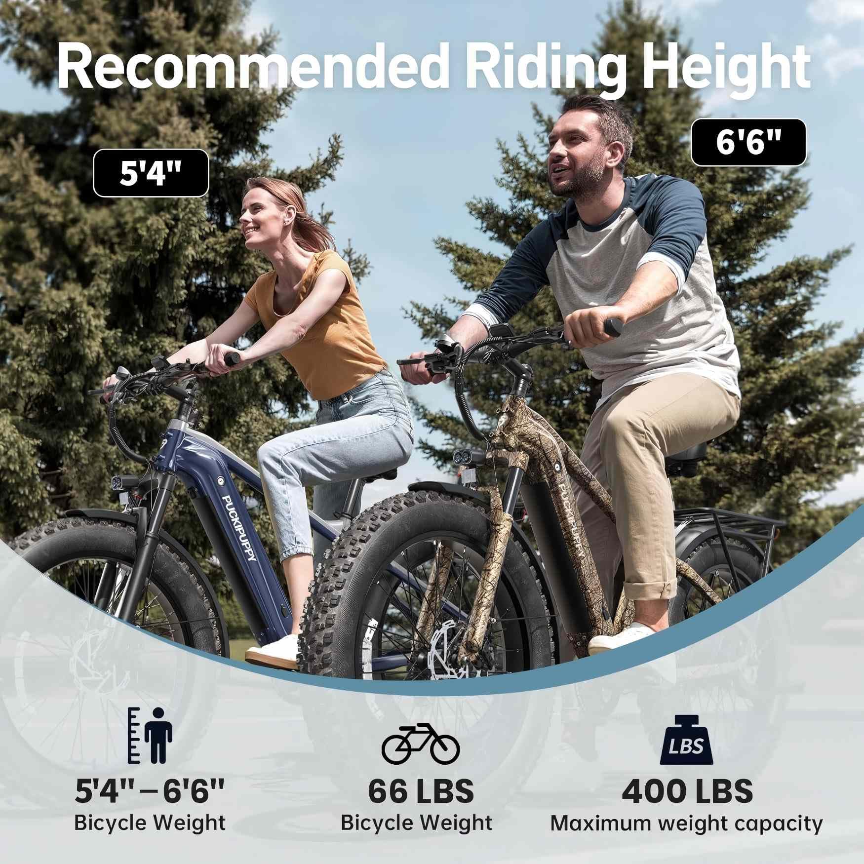 PUCKIPUPPY Electric Bike for Adults with 960W(Peak), 26" Fat Tire Electric Mountain Bike, 48V 15AH Removable Battery Ebike, 28MPH Aluminum Frame E Bike with Rear Storage Shelf