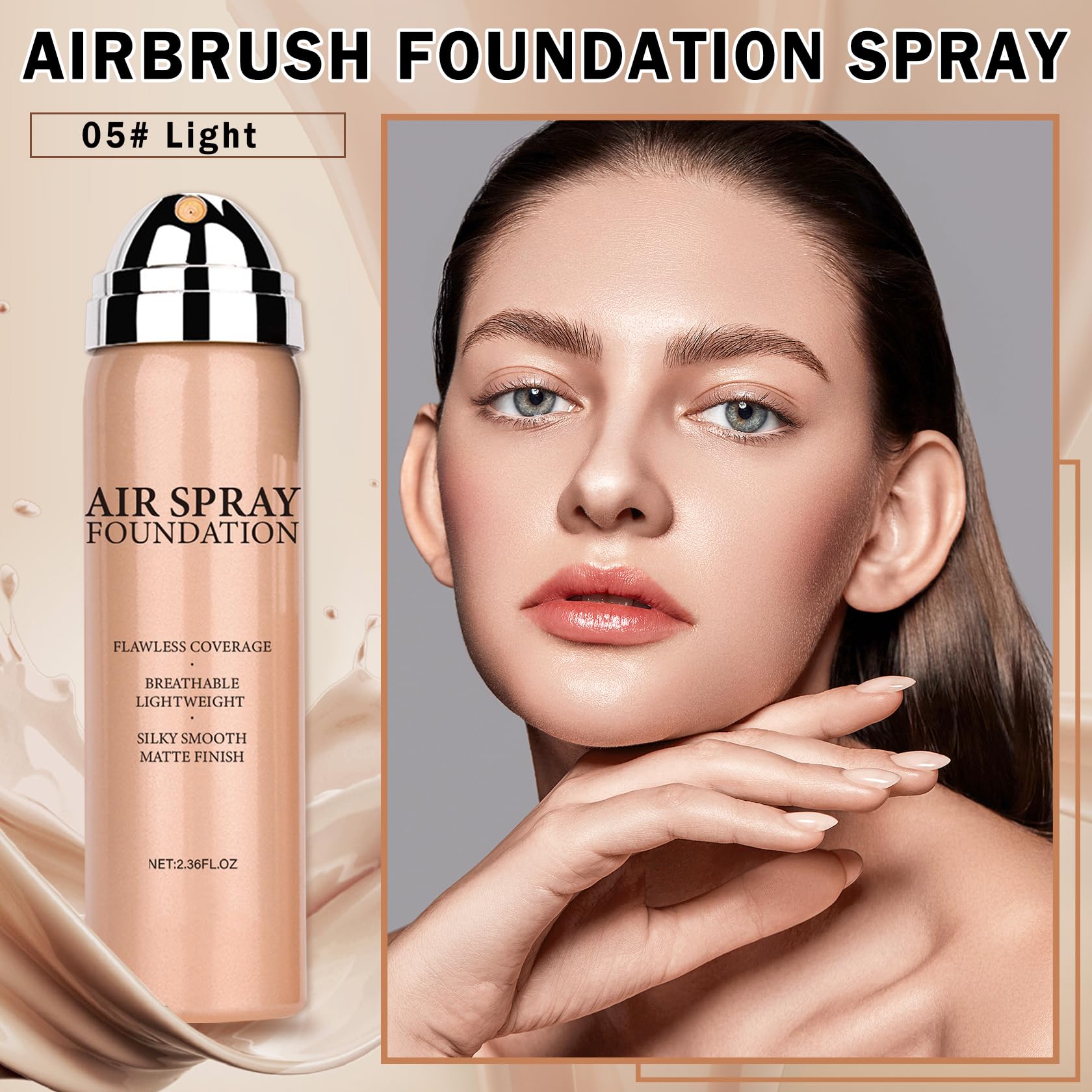 Air Brush Makeup Foundation and Makeup Primer for Face,Hydrates and Moisturizes,Buildable Coverage with Anti-aging Formula for Smooth Radiant Skin (01 Natural/Warm Porcelain)
