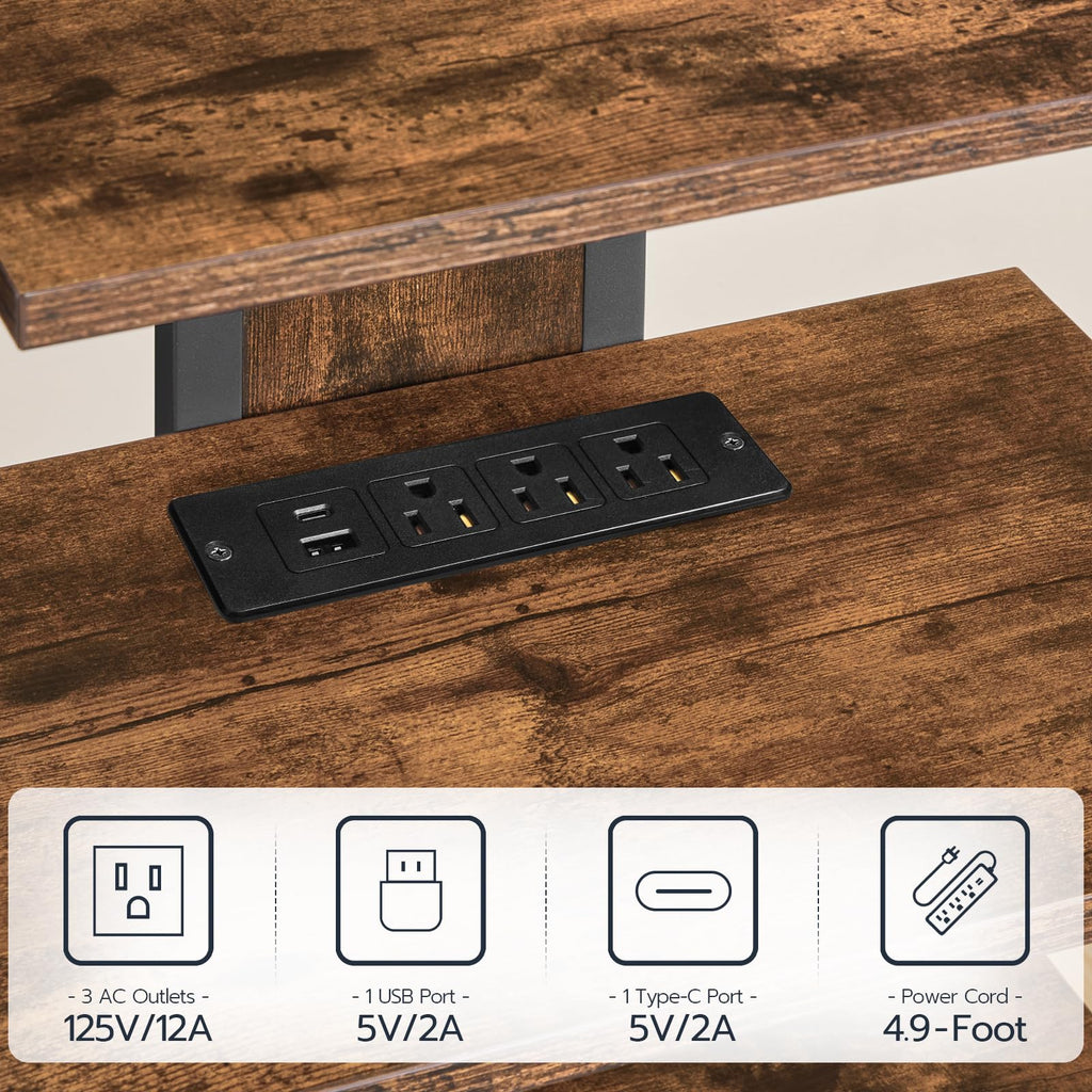 HOOBRO Game Console Shelf, 4-Tier Video Gaming Consoles Stand with Outlet & RGB Light, Audio Rack Tower for Turntable, Stereo Equipment, Wooden Entertainment Storage Stand, Black BB38UDCJ01