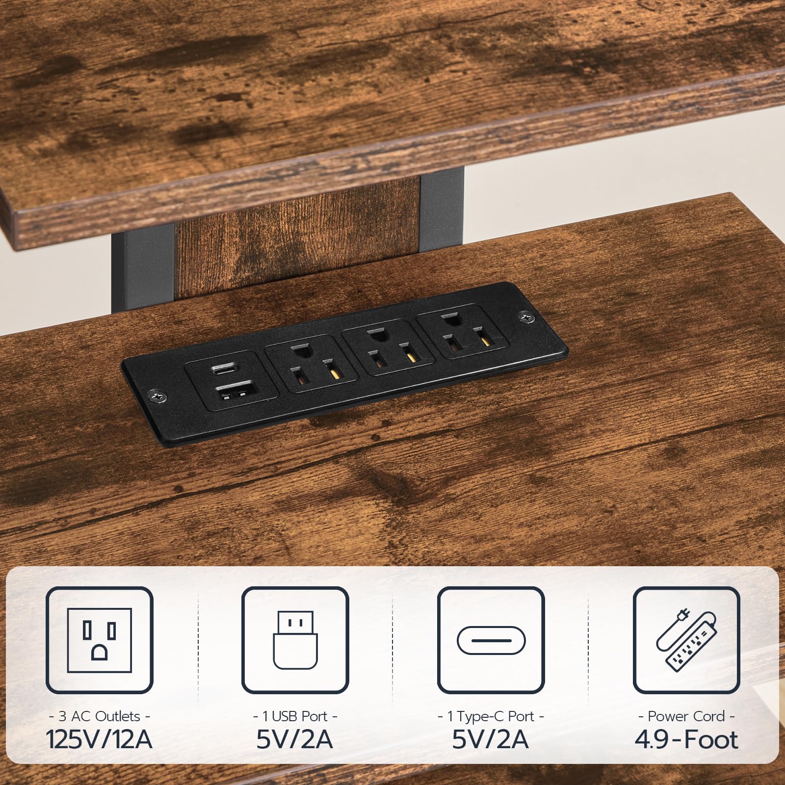 HOOBRO Game Console Shelf, 4-Tier Video Gaming Consoles Stand with Outlet & RGB Light, Audio Rack Tower for Turntable, Stereo Equipment, Wooden Entertainment Storage Stand, Black BB38UDCJ01