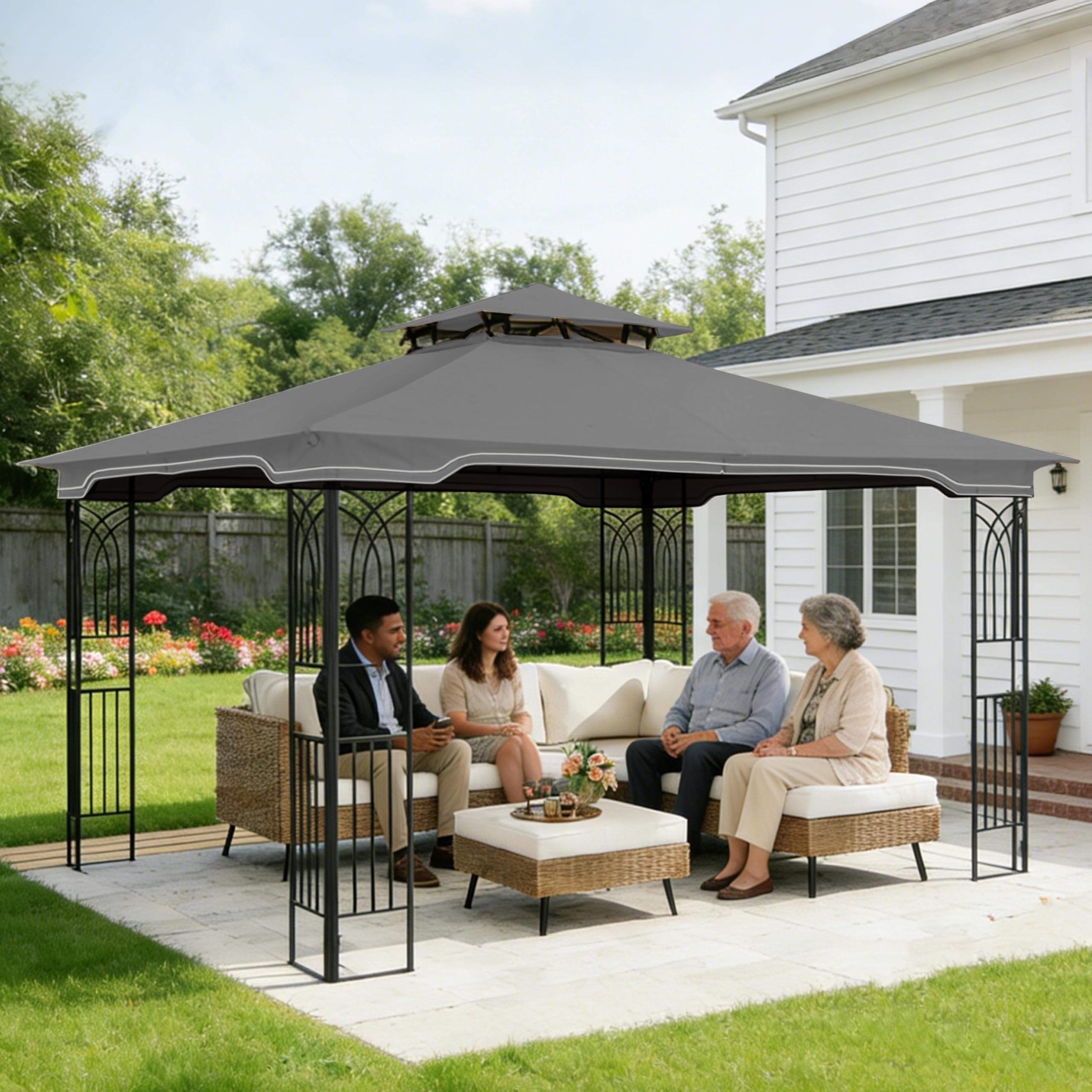 SCOCANOPY Replacement Gazebo Canopy Compatible with 10 x 12 Regency II Patio Gazebo Model L-GZ798PST,A101004104,A101004105,(Forest Green)