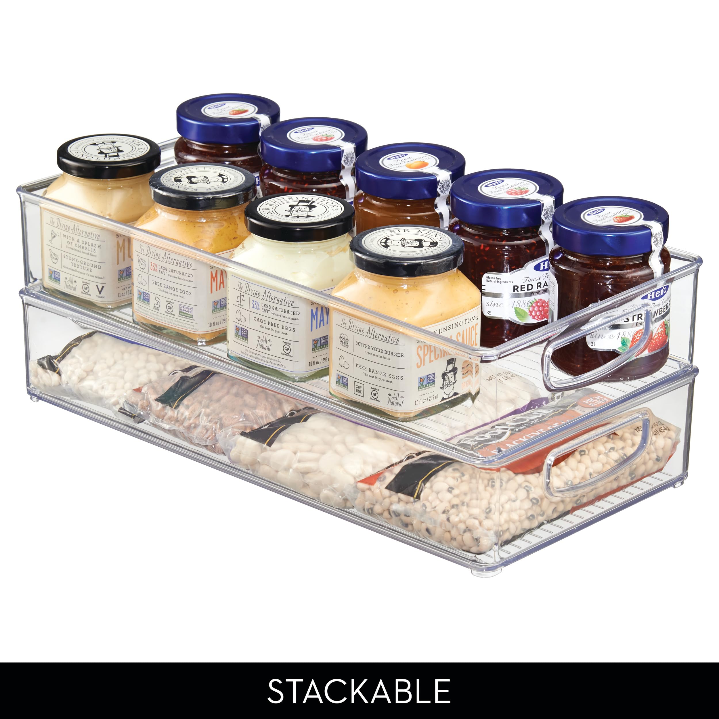 iDesign Slim Extra Long Clear Storage Bin | Narrow, Stackable, Kitchen or Pantry Organizer