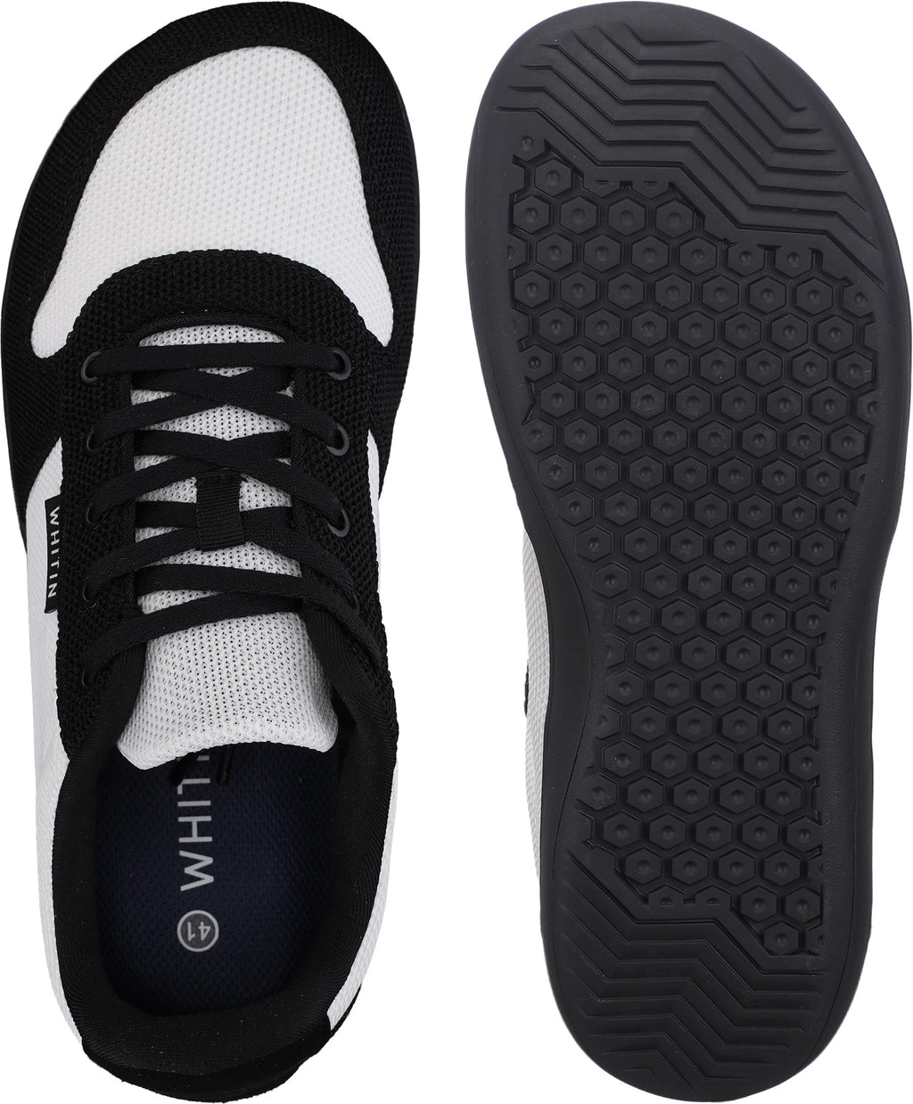 WHITIN Men's Wide Toe Box Barefoot Sneakers + Breathable Knit Walking Shoes