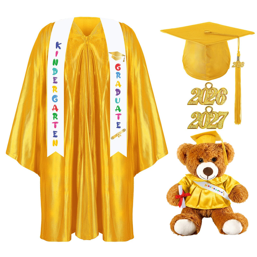 Sintuff 7 Pcs Kindergarten Preschool Graduation Cap and Gown with Bear Gifts 2026 Grad Stole Tassel Sash for Toddler Kids