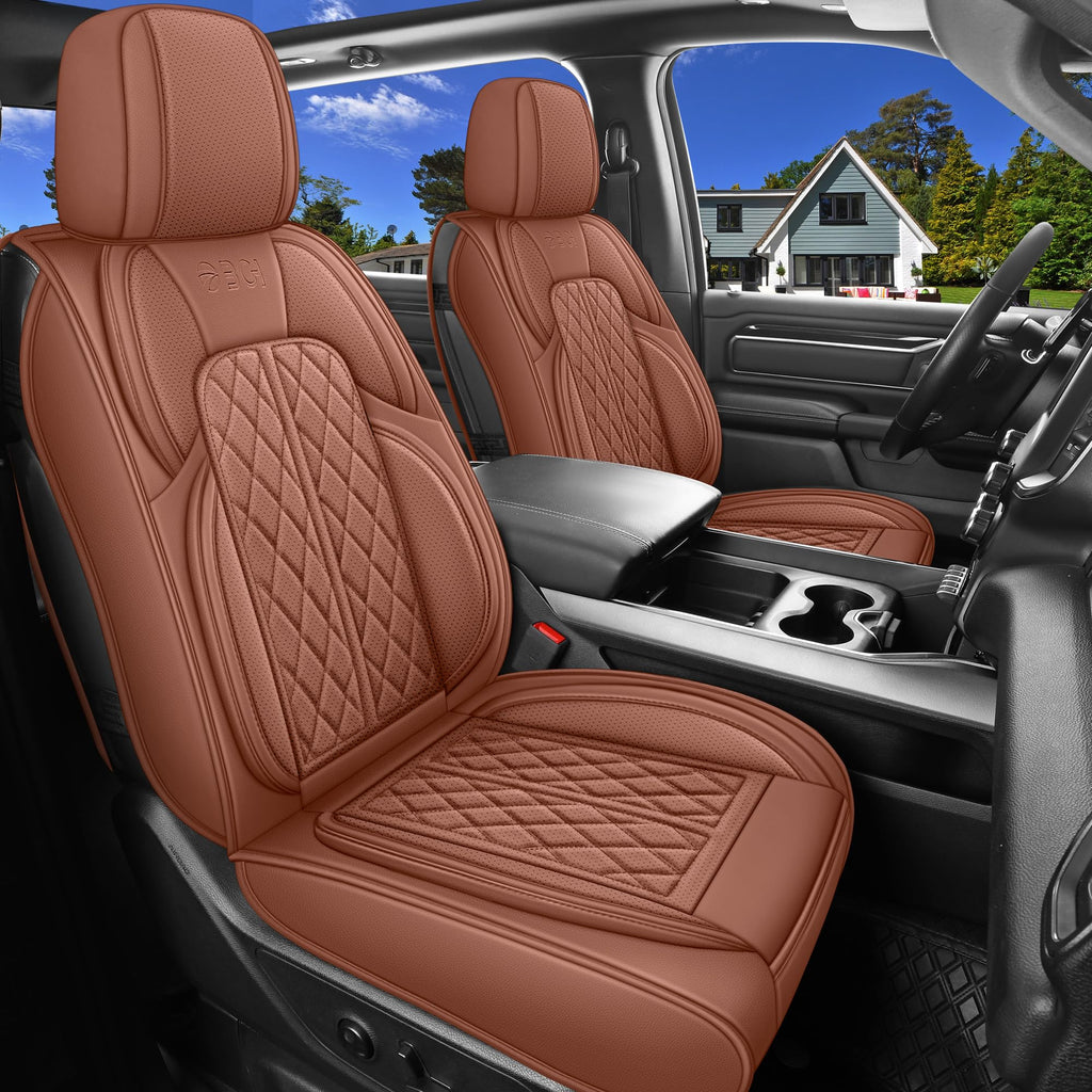 Car Seat Cover Custom Fit for Ford F150 2009-2026 Faux Leather Seat Cover Set Compatible with Regular Cab Super Cab Super Crew Pickup Truck Cushions (Black, Front Seat)