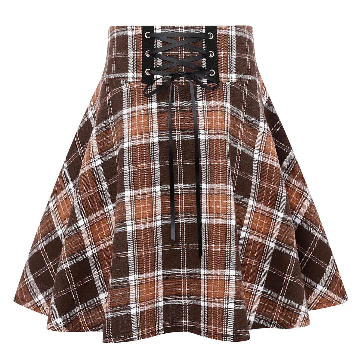 IDEALSANXUN Gothic Plaid Mini Skirts for Women Short High Waist Plaid Skirts