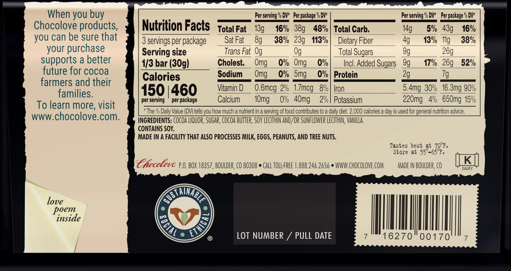 Chocolove Strong Dark Chocolate Mini, 1.3 oz