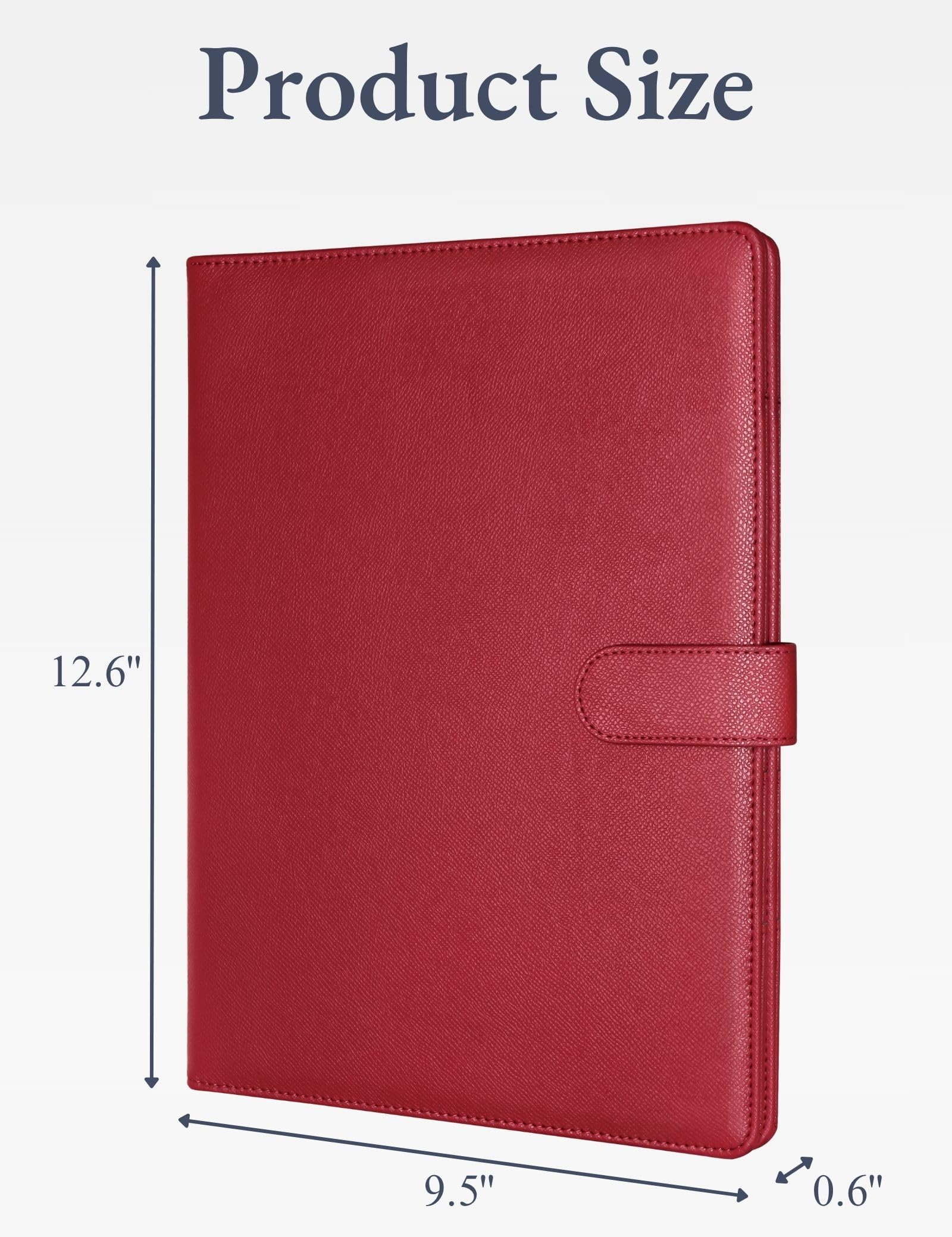 Padfolio Portfolio Resume Folder with Pocket, Premium Faux Leather Interview Writing Legal Pads Document Organizer Portfolio with Business Card Holder (Black)
