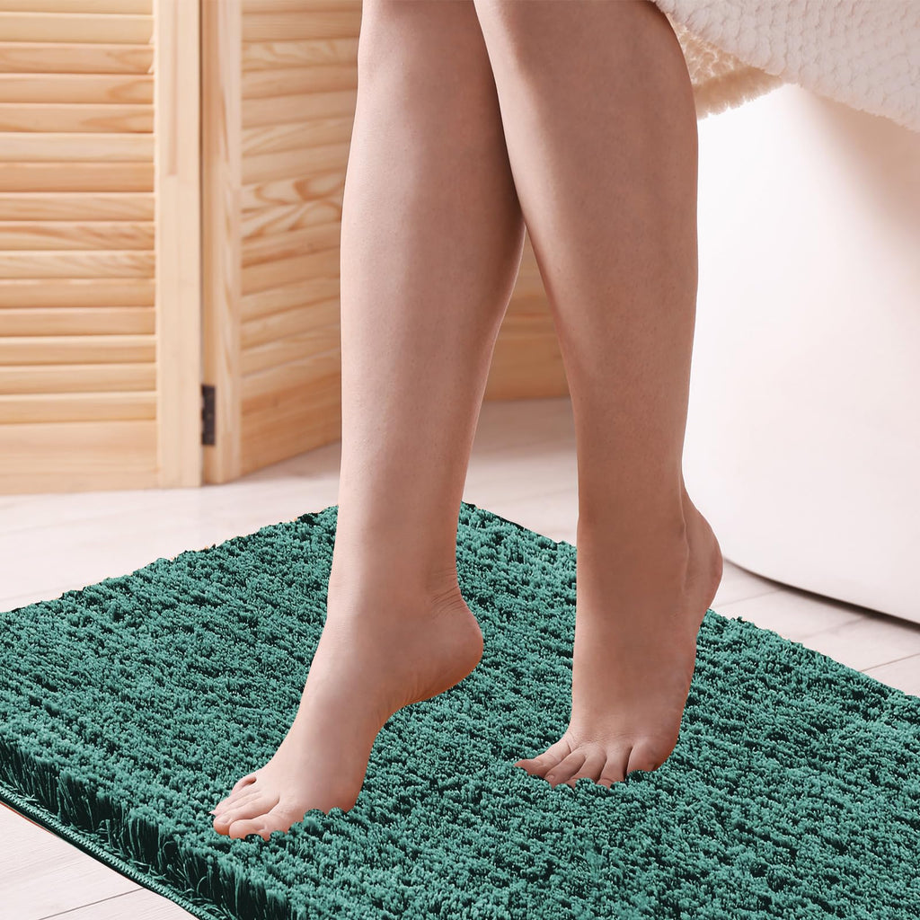CozeCube Circle Fleece Bath mats for Bathroom, Fluffy Absorbent, Melange Quick Dry Microfiber Bath Rugs, Non Slip Washable Shower Mat Gifts, Brown, 24" X 16"
