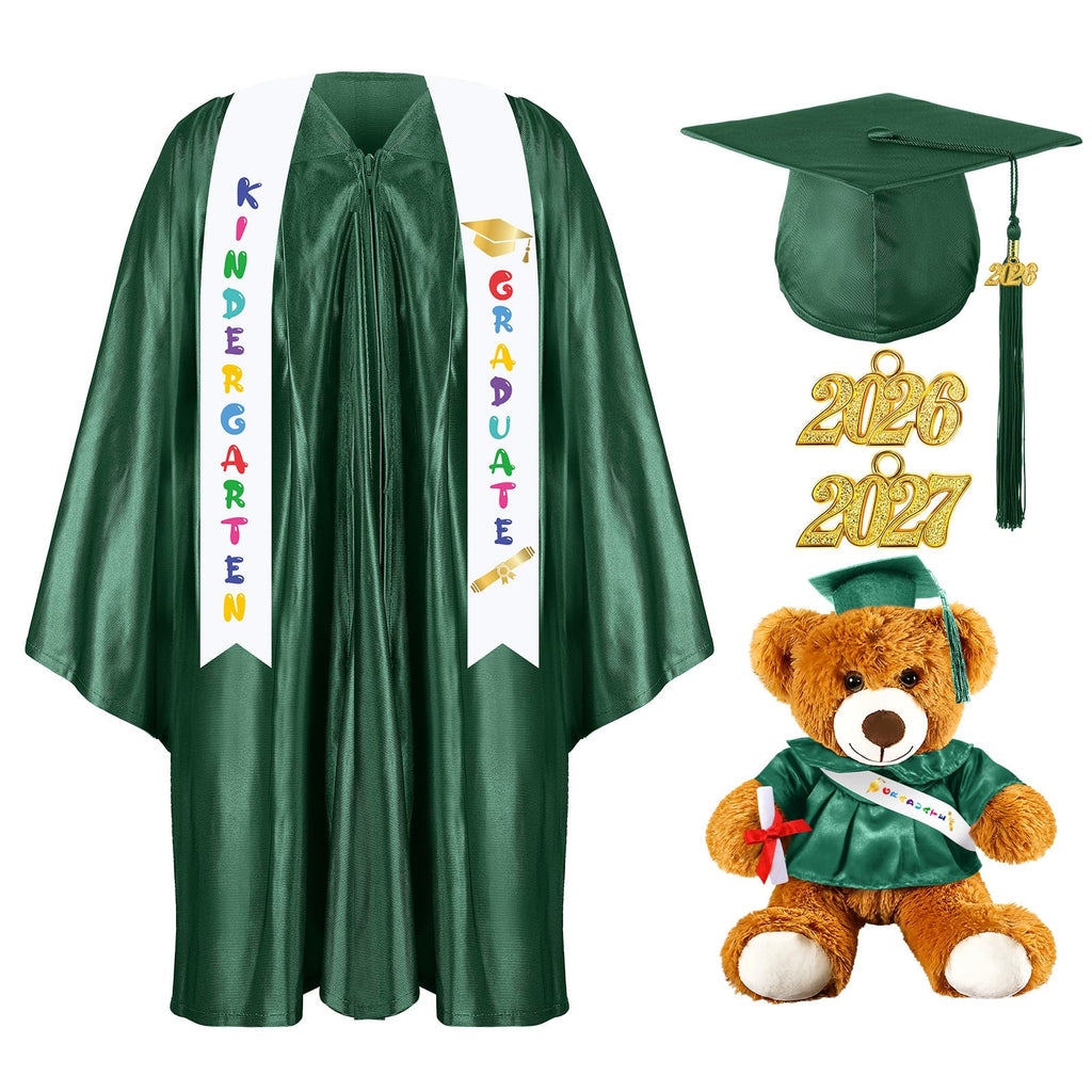 Sintuff 7 Pcs Kindergarten Preschool Graduation Cap and Gown with Bear Gifts 2026 Grad Stole Tassel Sash for Toddler Kids