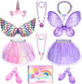 Princess Dress Up for Girls 3-6, Toddler Dress Up Clothes, Unicorn & Flower Hairbands, Princess Shoes Toy, Tutu, Wings, Jewelry, Pretend Play Toddler Girl Toys for Halloween Christmas Birthday Gifts